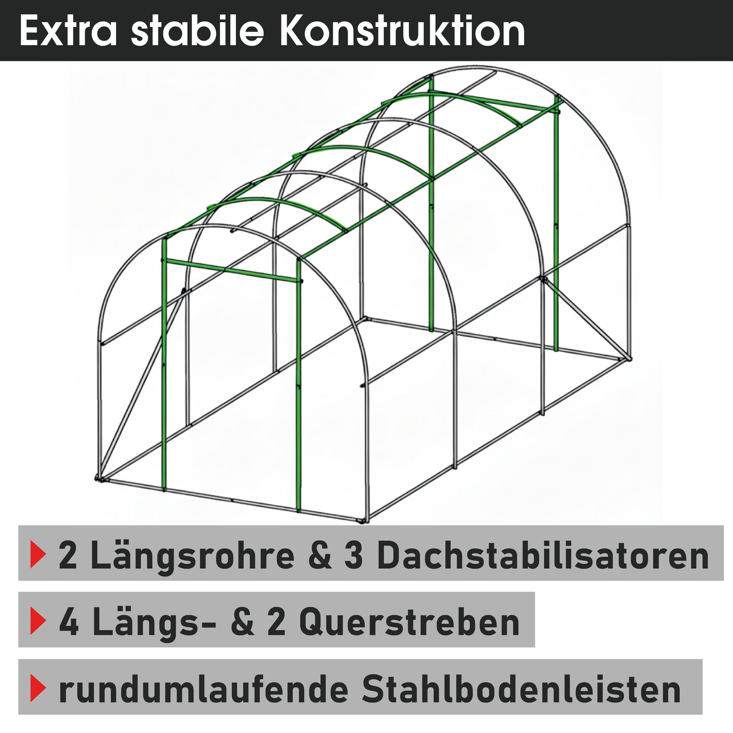 Foliengewächshaus 06 rollbar, 2x3m inkl. Erdanker & Unkrautvlies