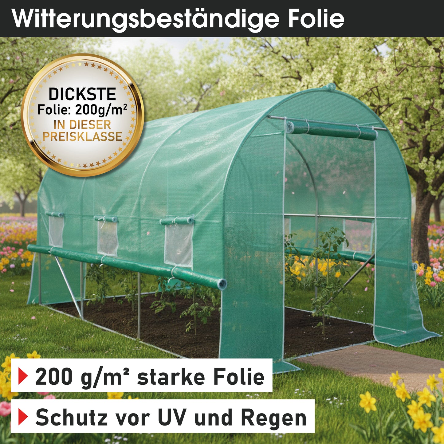 Foliengewächshaus 06 rollbar, 2x3m inkl. Erdanker & Unkrautvlies