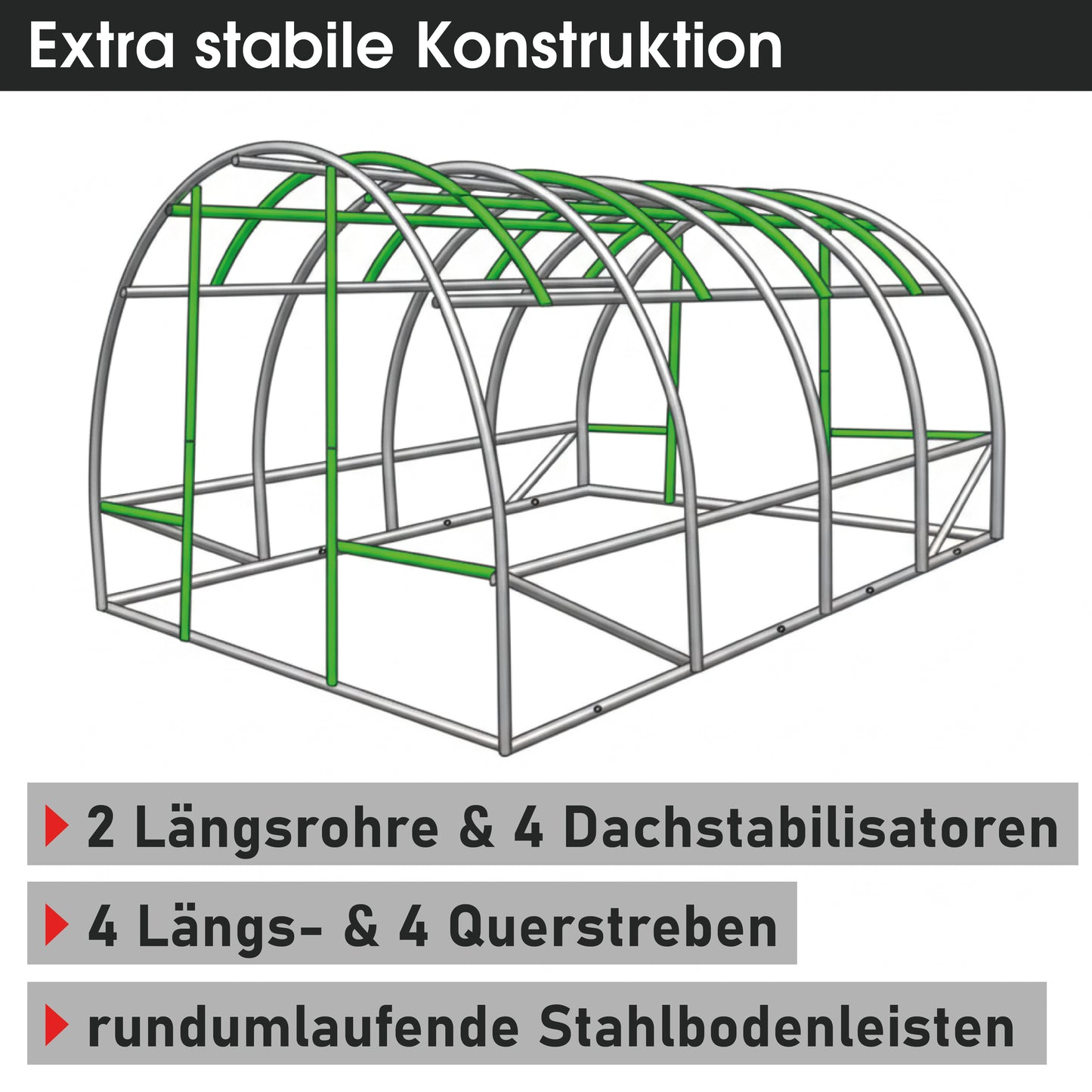 Foliengewächshaus 12 rollbar, 3x4m inkl. Erdanker & Unkrautvlies