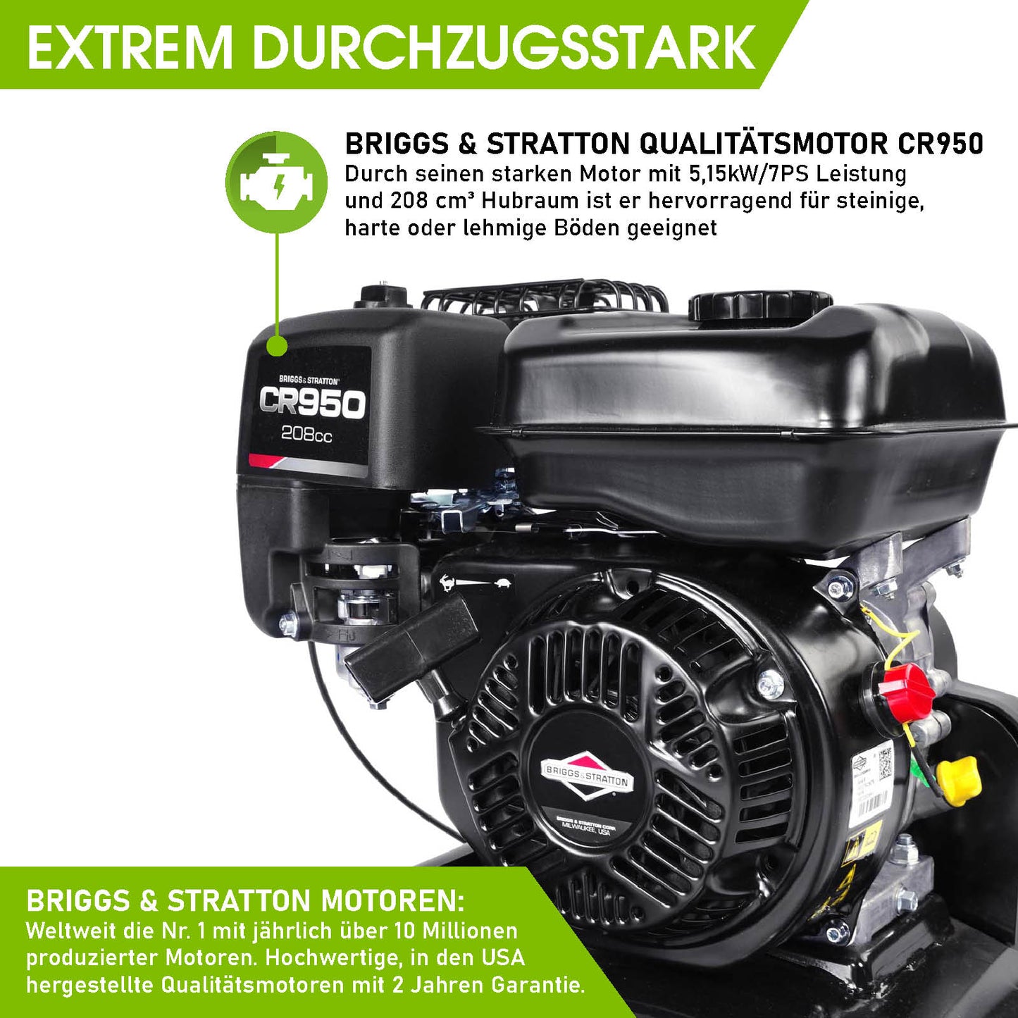 Schwarzer Briggs & Stratton CR950 Benzinmotor für Motorhacke Gartenfräse Bodenfräse Gartenfräse Pflug.