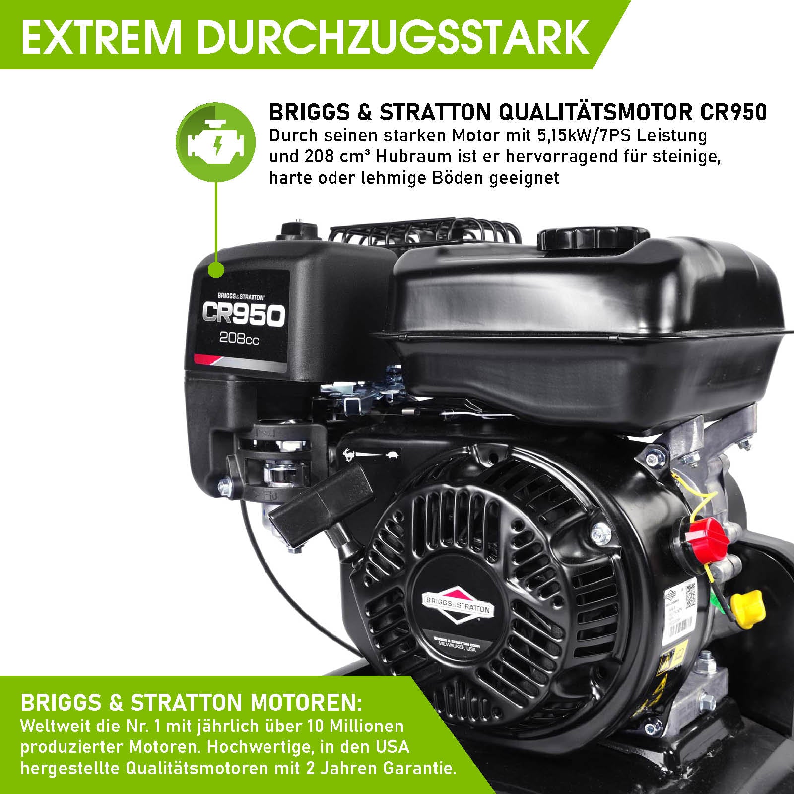 Schwarzer Briggs & Stratton CR950 Benzinmotor für Motorhacke Gartenfräse Bodenfräse Gartenfräse Pflug.