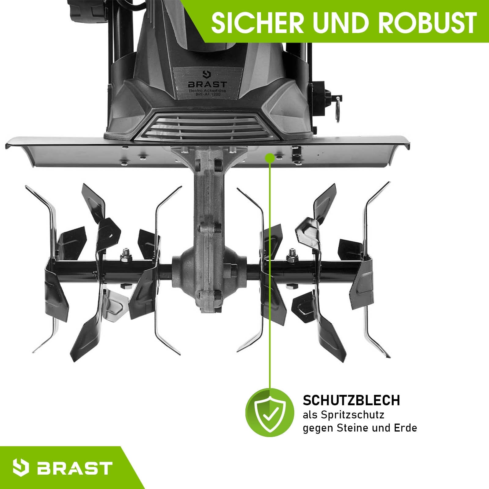 Elektro Motorhacke mit robustem Schutzblech, ideal als Bodenfräse Gartenfräse und Gartenfräse Pflug.