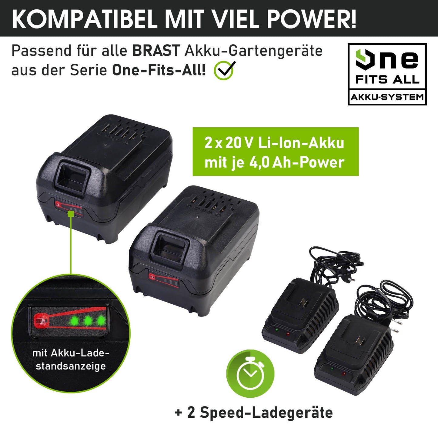 BRAST Akku-Rasenmäher 34cm-40V