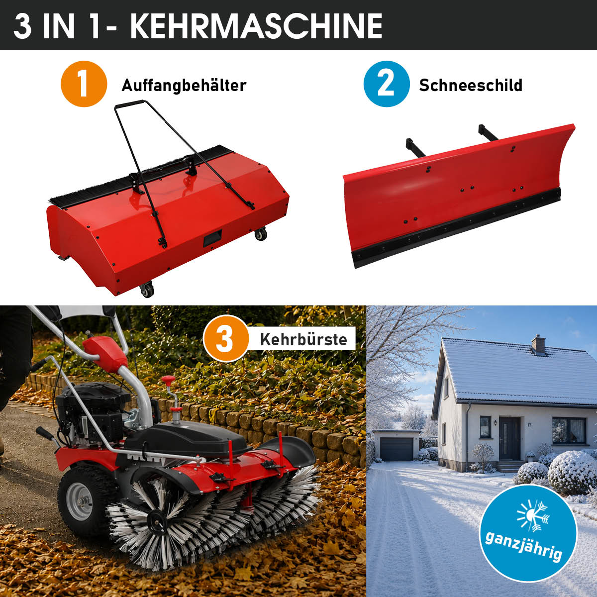 BRAST 3in1 XXL Benzin Kehrmaschine ESTART