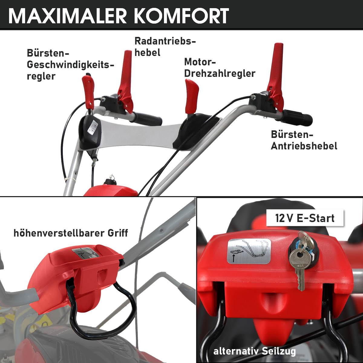 BRAST 3in1 XXL Benzin Kehrmaschine ESTART