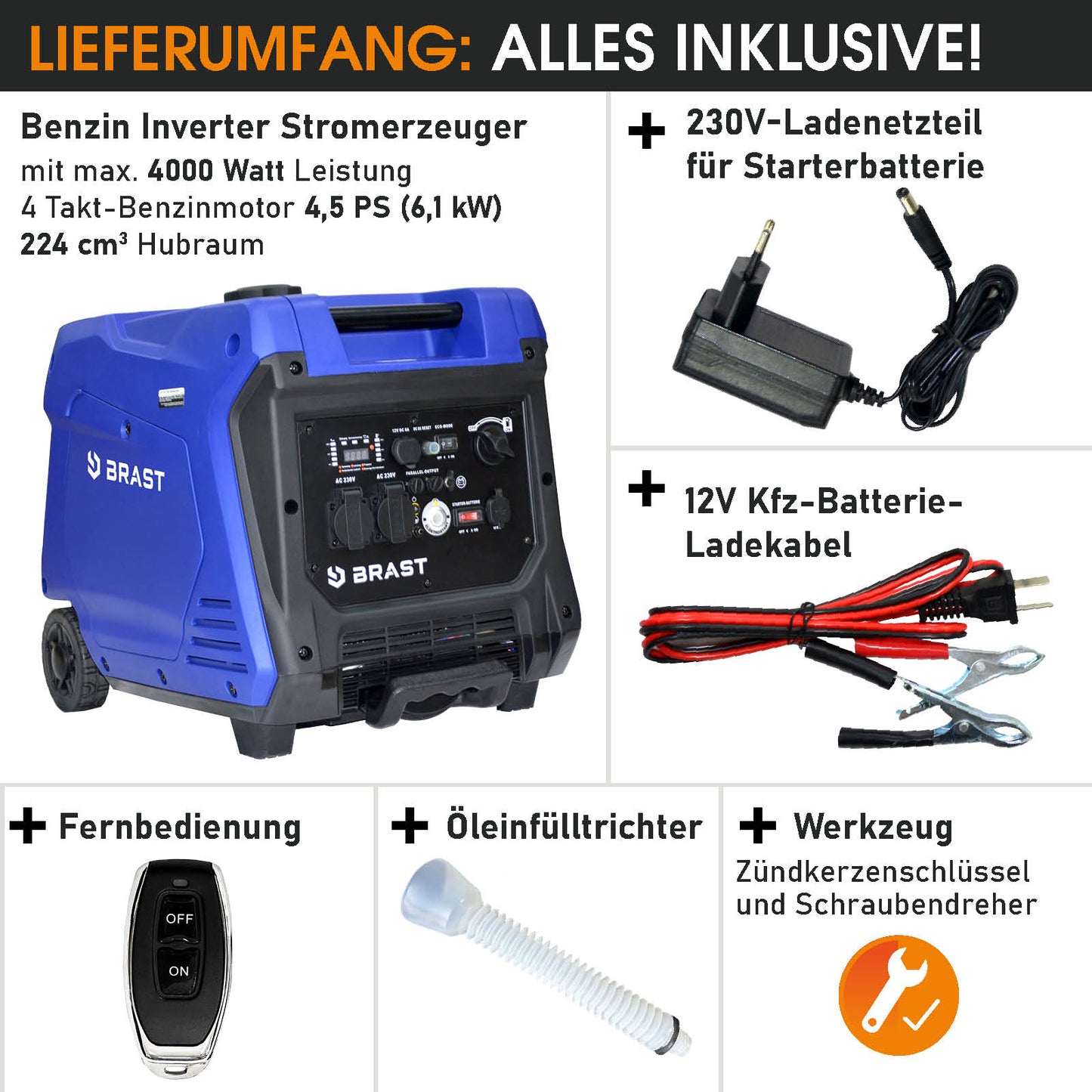 Benzin Generator - Inverter Stromerzeuger  4000