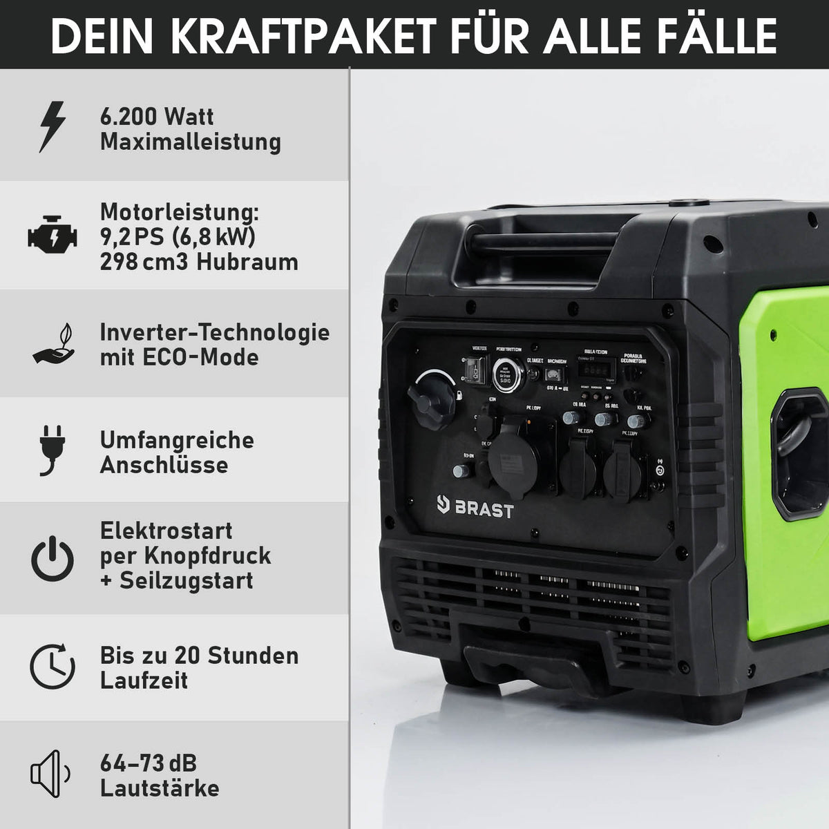 BRAST Benzin Inverter Stromerzeuger 6200 W