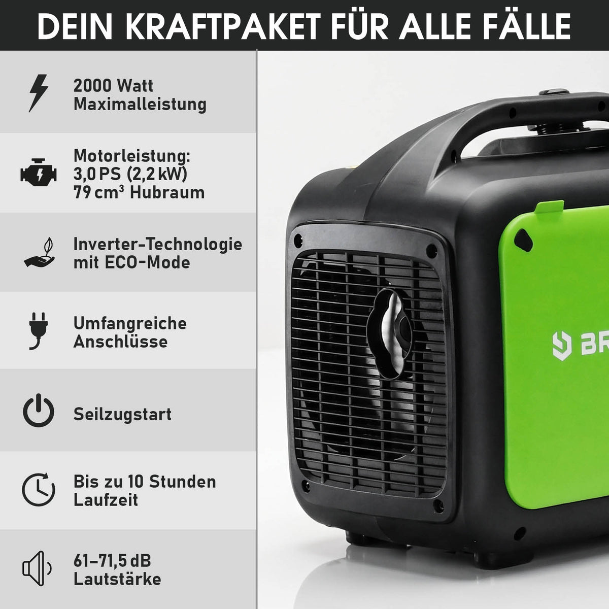 BRAST Benzin Inverter Stromerzeuger 2000 W