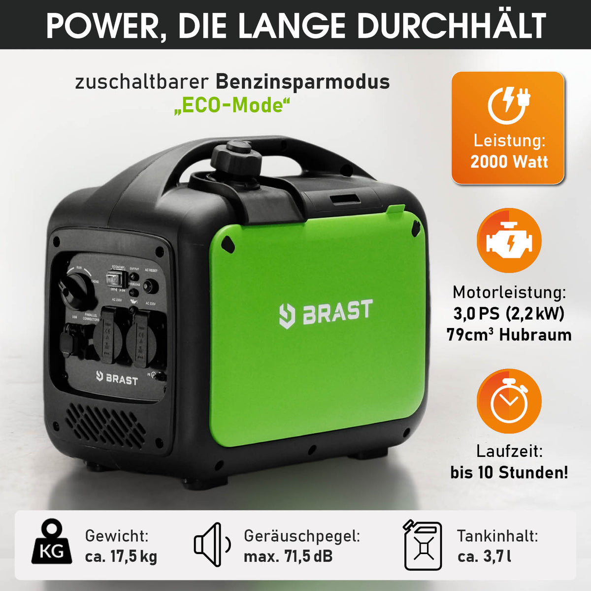 BRAST Benzin Inverter Stromerzeuger 2000 W