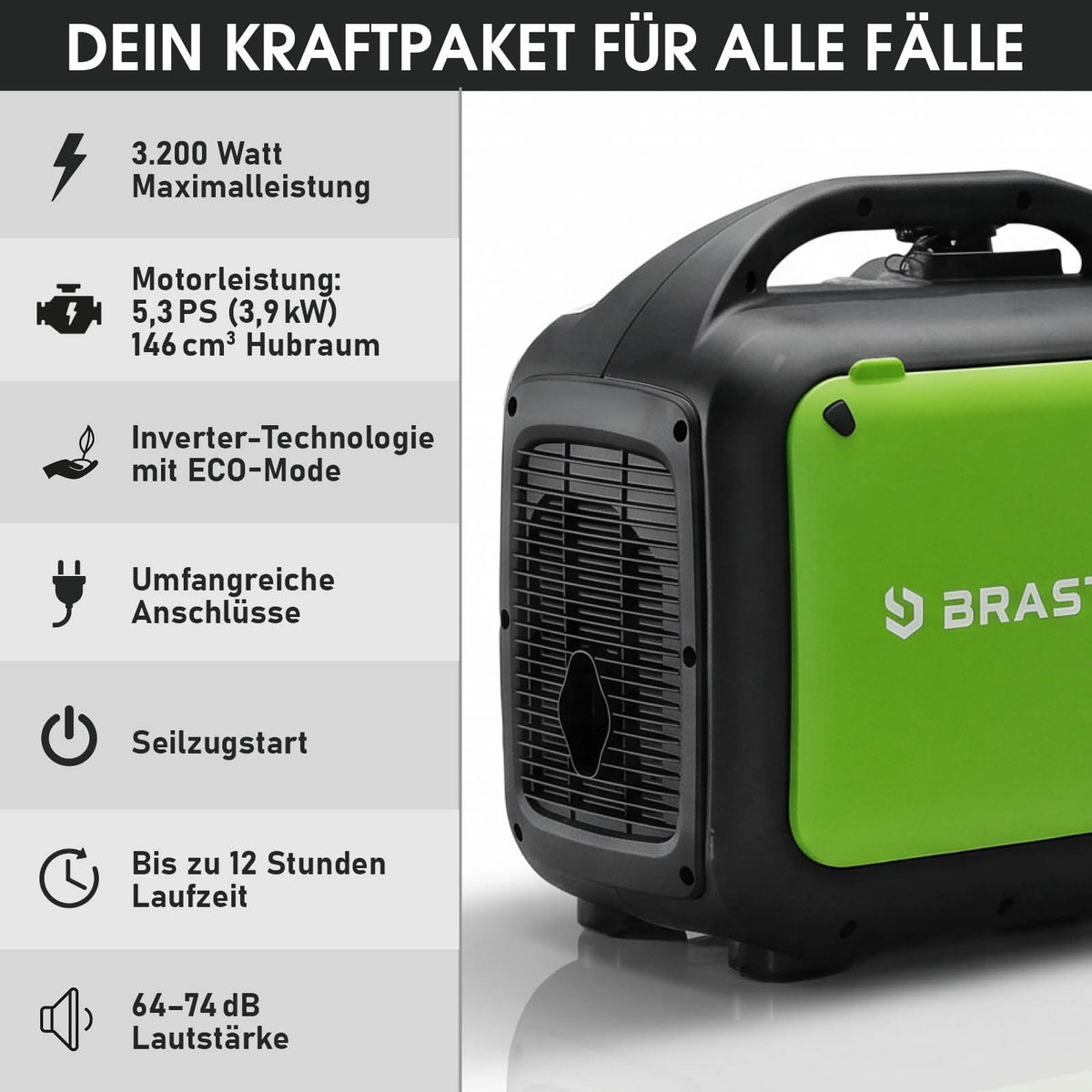 BRAST Benzin Inverter Stromerzeuger 3200 W