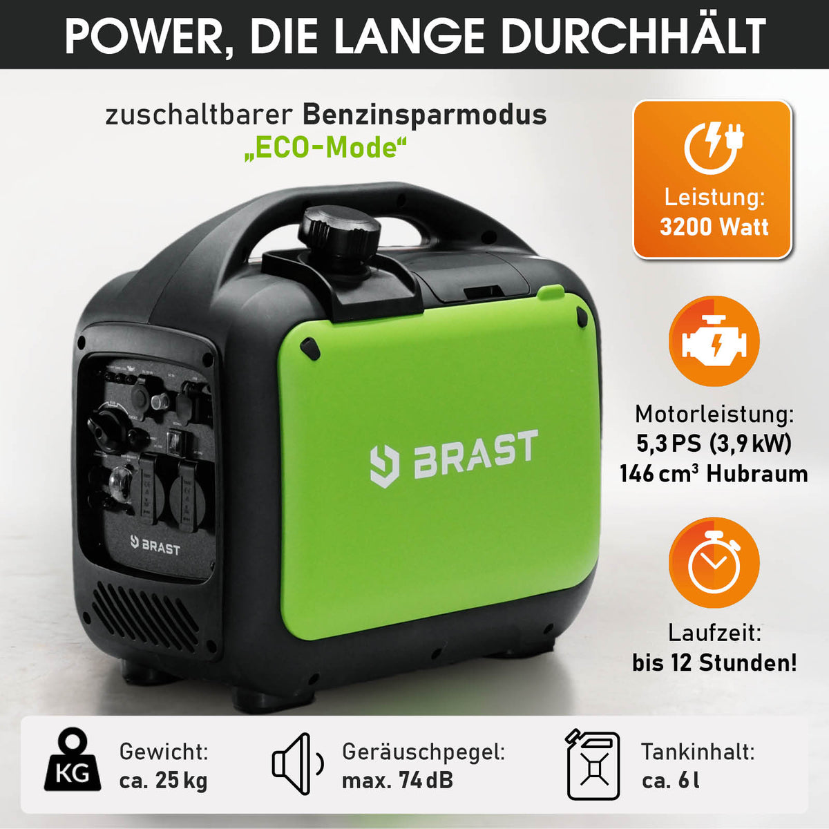 BRAST Benzin Inverter Stromerzeuger 3200 W