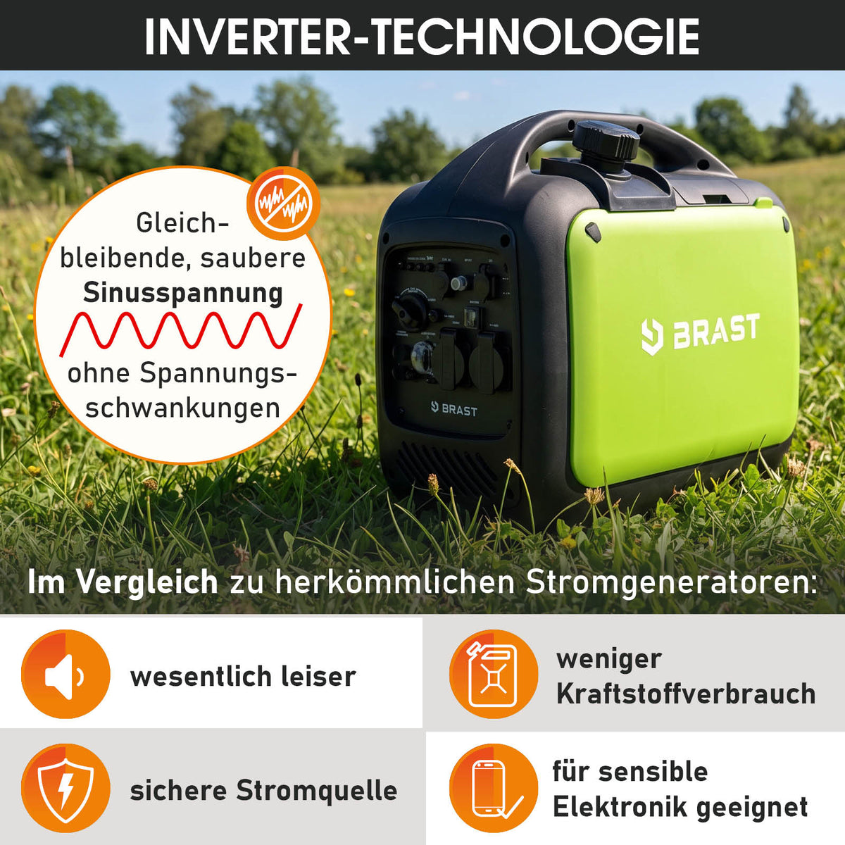 BRAST Benzin Inverter Stromerzeuger 3200 W