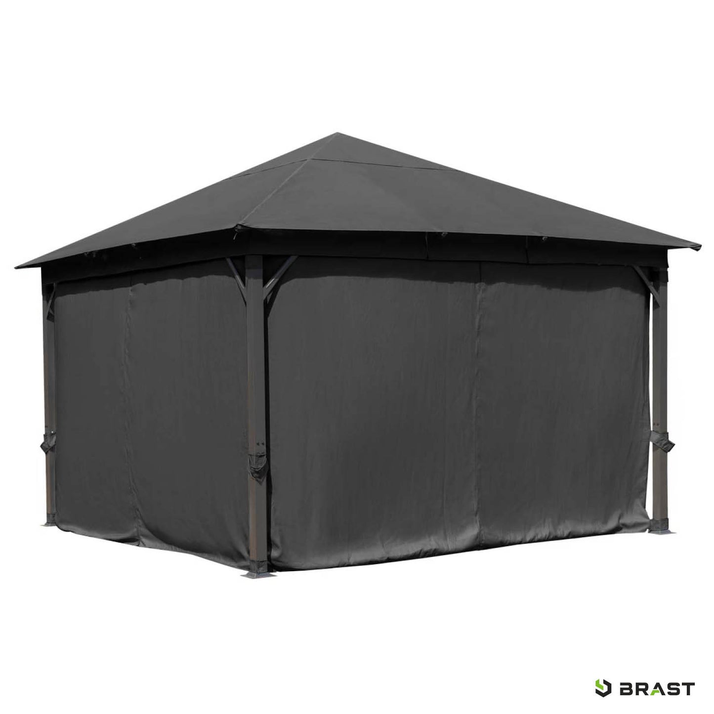 Dunkelgrauer Aluminium-Gartenpavillon 3x4m mit wasserdichtem, stabilen Ganzjahresschutz, winterfest und sturmfest.