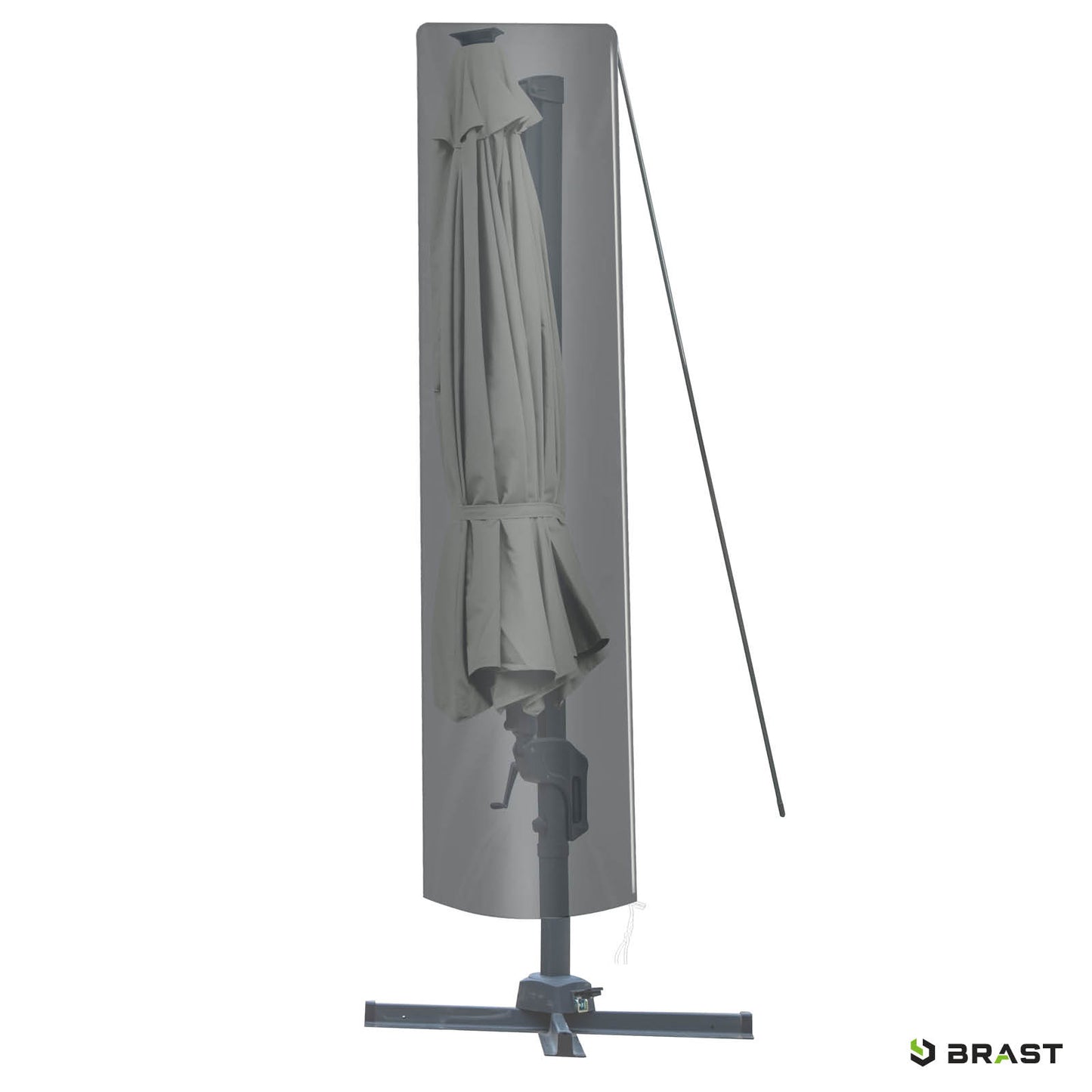 Beiger Ampelschirm 360 cm rund mit LED-Beleuchtung, Gartenschirm für Sonnenschirm Terrasse und Balkon.