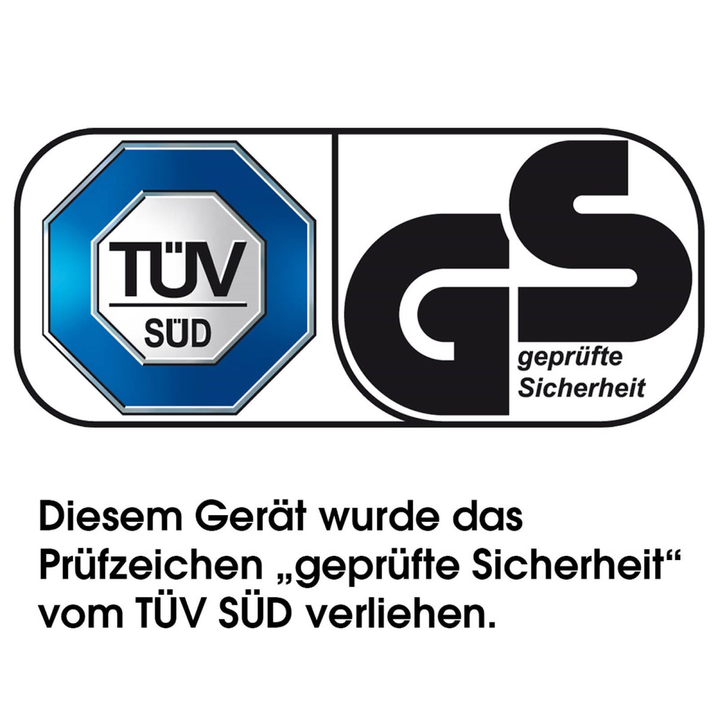 TÜV SÜD geprüftes Sicherheitssiegel für Benzin Rasenvertikutierer mit Radantrieb.