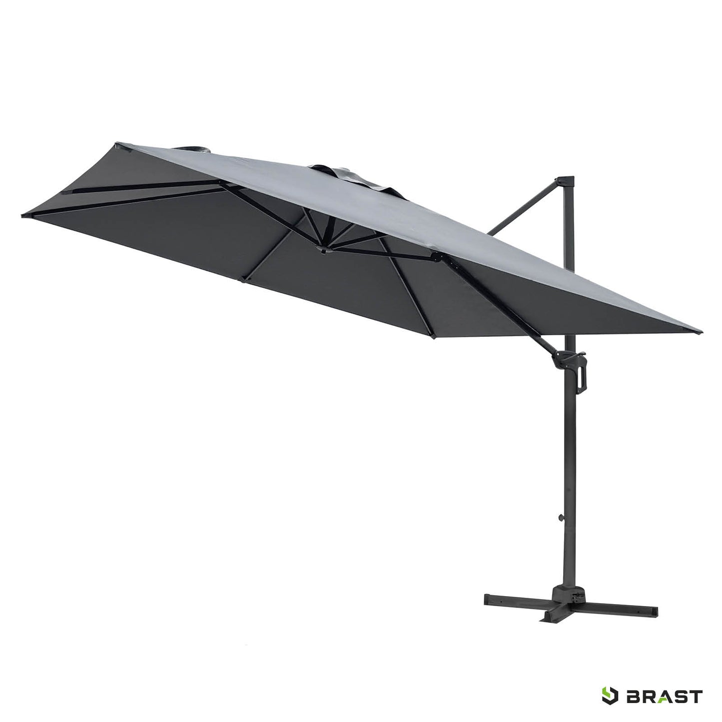 Grau rechteckiger Ampelschirm 3x3m mit stabilem Gestell, Sonnenschirm Terrasse und Balkon.