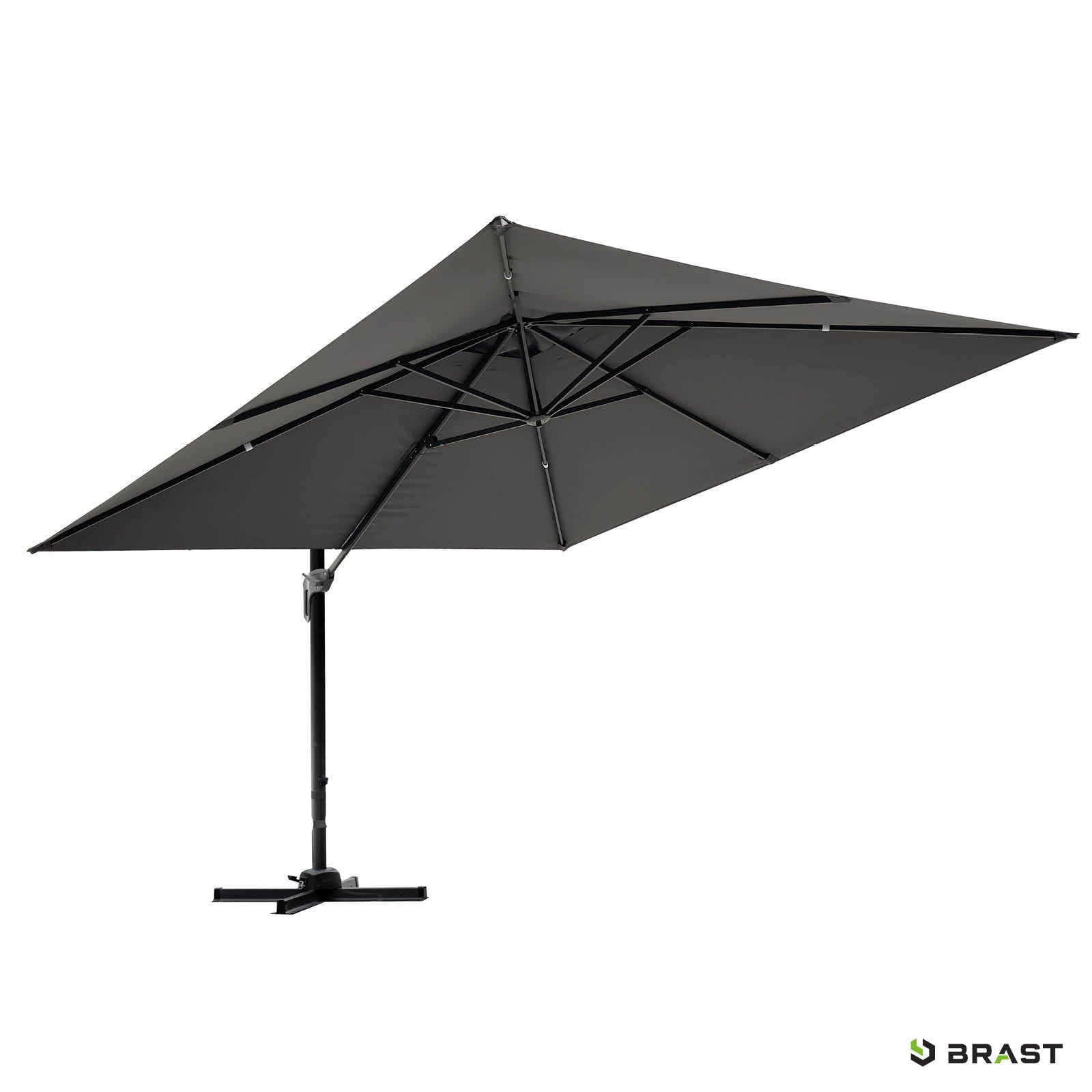 Grauer rechteckiger Ampelschirm 3x3m als Sonnenschirm Terrasse und Balkon Gartenschirm.