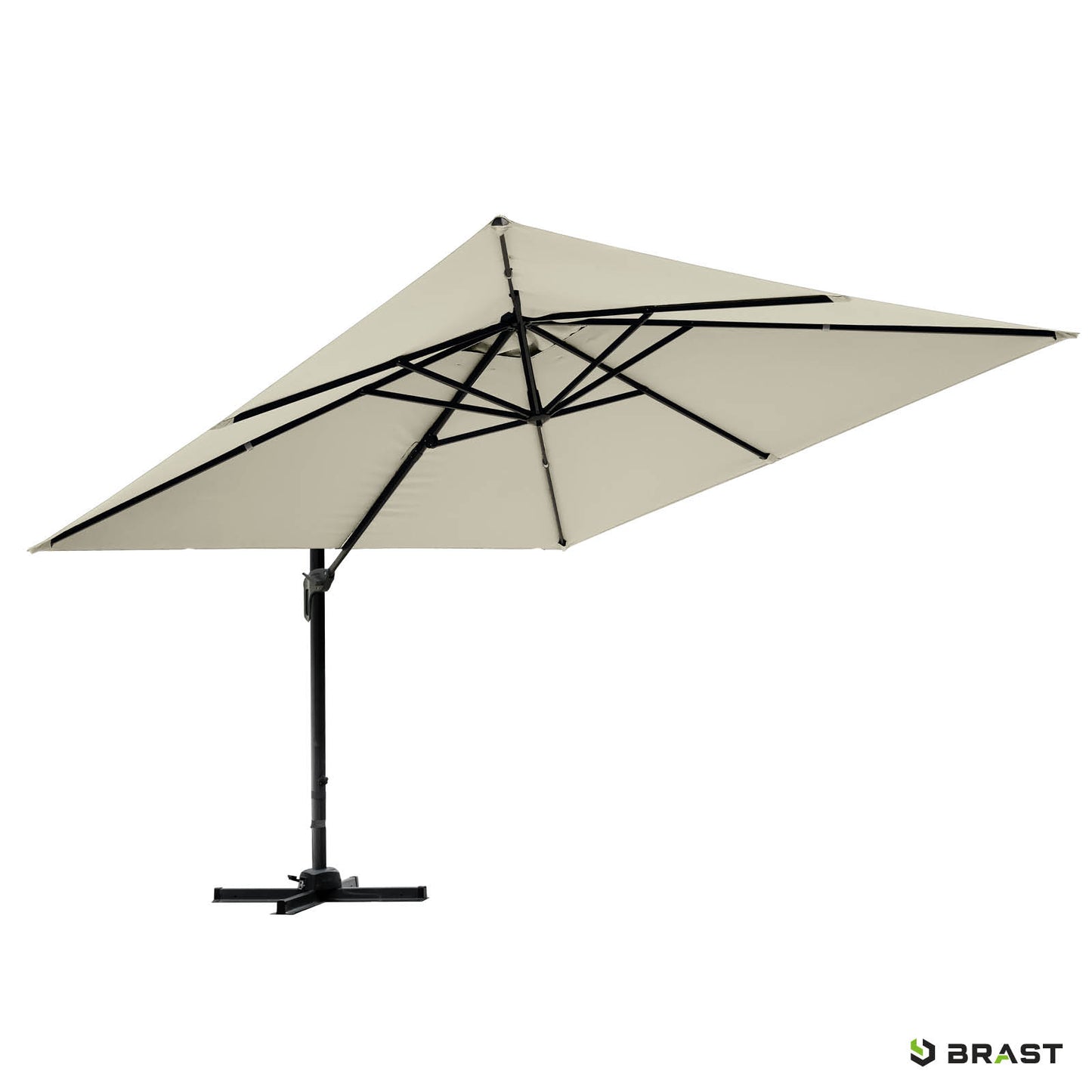 Rechteckiger beige Ampelschirm mit schwarzem Gestell für sonnenschirm terrasse und balkon, Gartenschirm 3x3m.