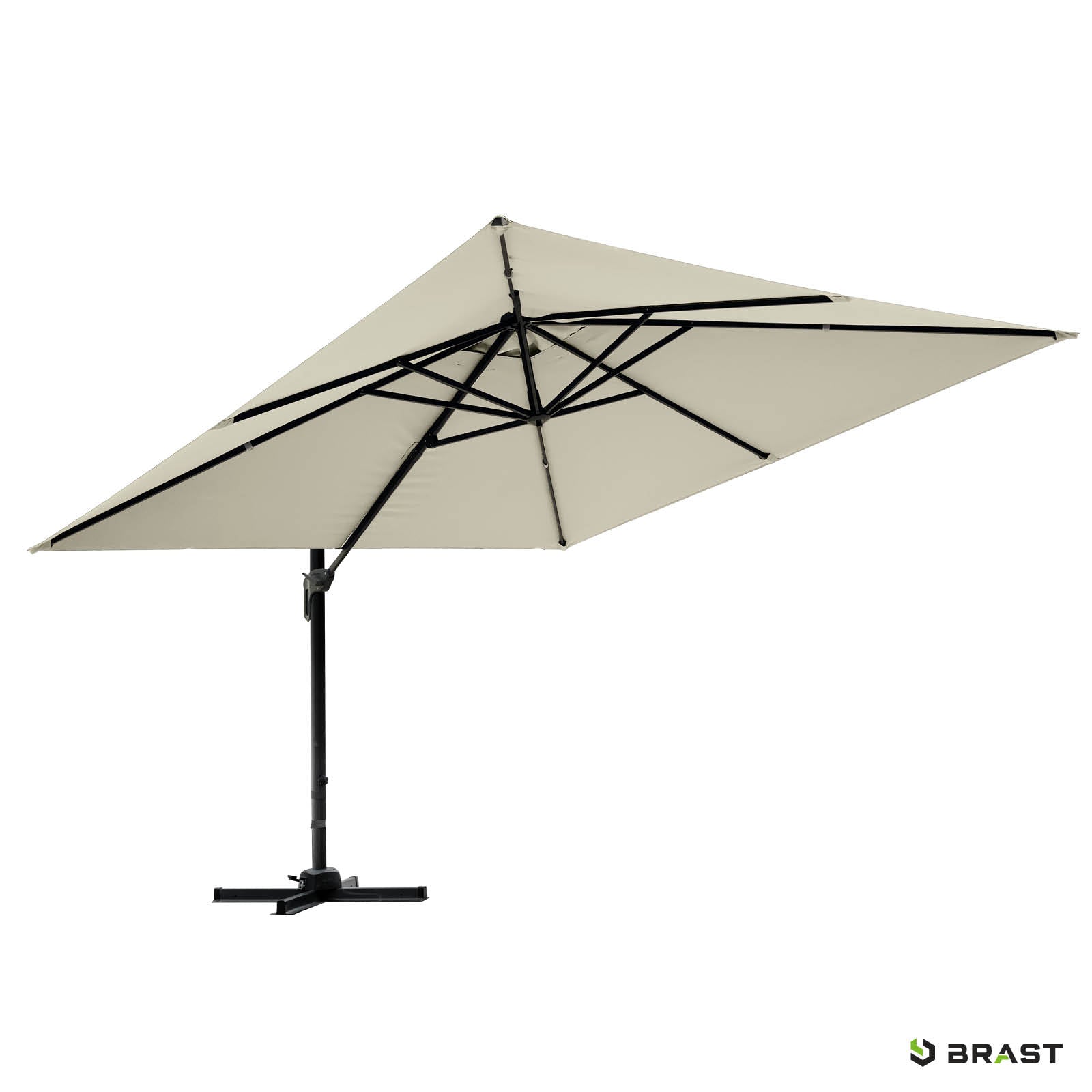 Rechteckiger beige Ampelschirm mit schwarzem Gestell für sonnenschirm terrasse und balkon, Gartenschirm 3x3m.