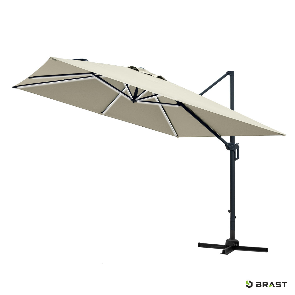 BRAST Ampelschirm rechteckig 3x3m beige mit LED-Beleuchtung