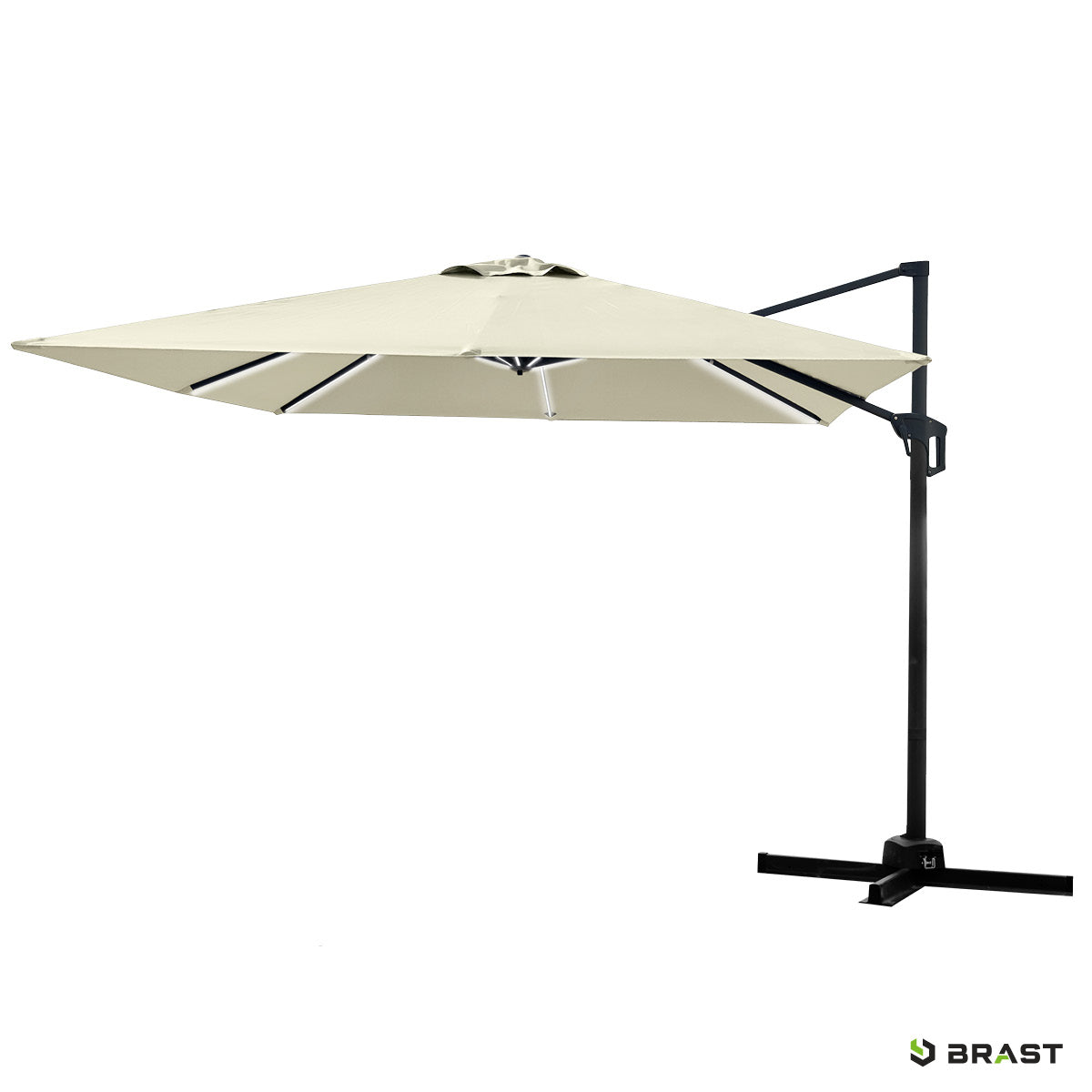 BRAST Ampelschirm rechteckig 3x3m beige mit LED-Beleuchtung