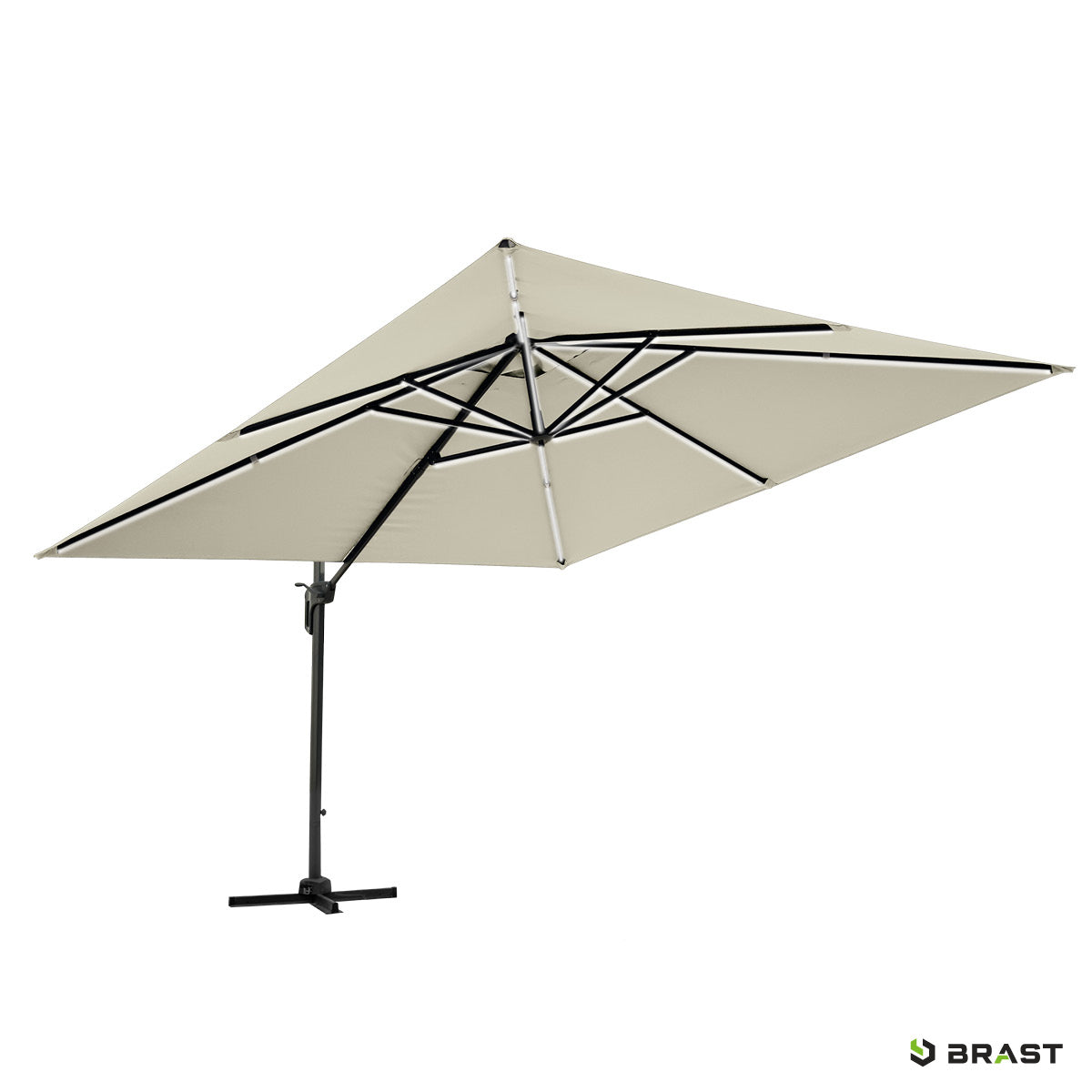 BRAST Ampelschirm rechteckig 3x3m beige mit LED-Beleuchtung