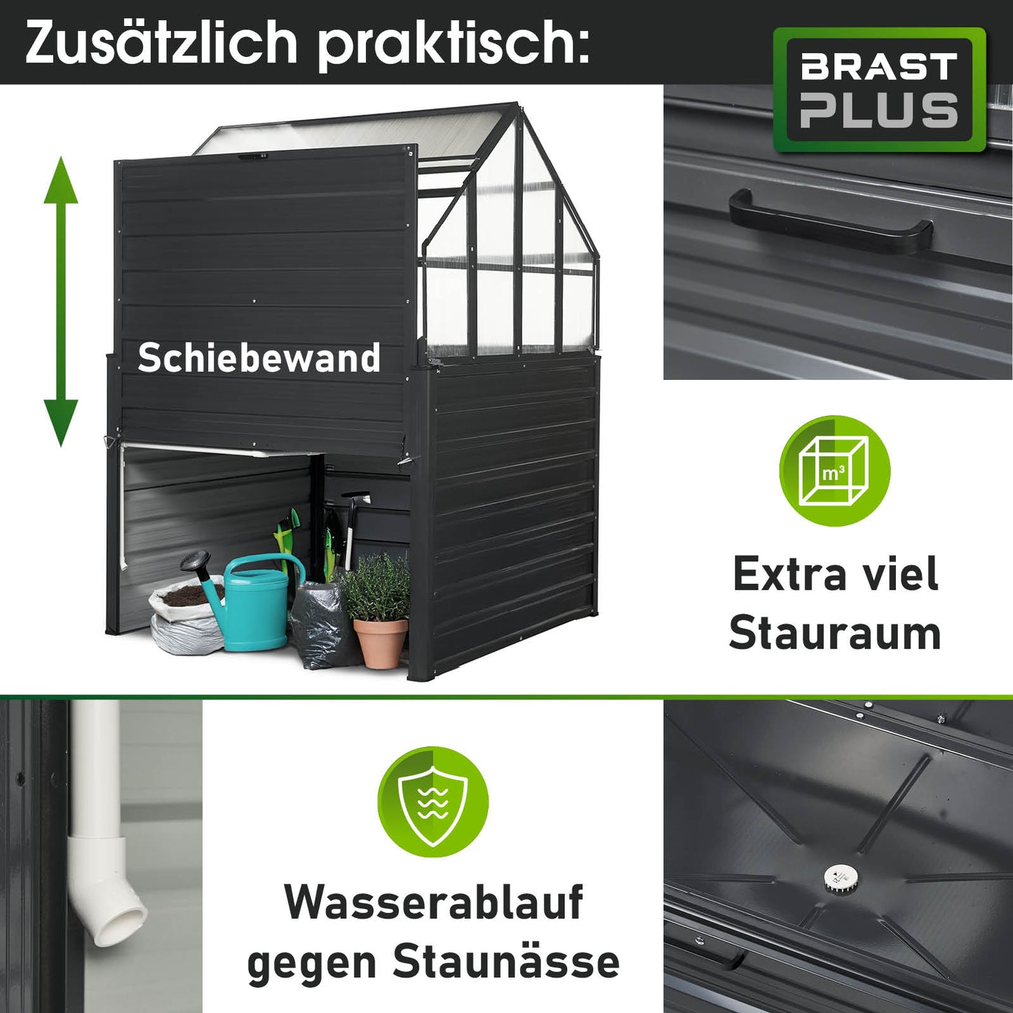 Begehbares Aluminium Gewächshaus mit Fundament, Windsicheres Gewächshaus Treibhaus für Garten mit Schiebewand und.