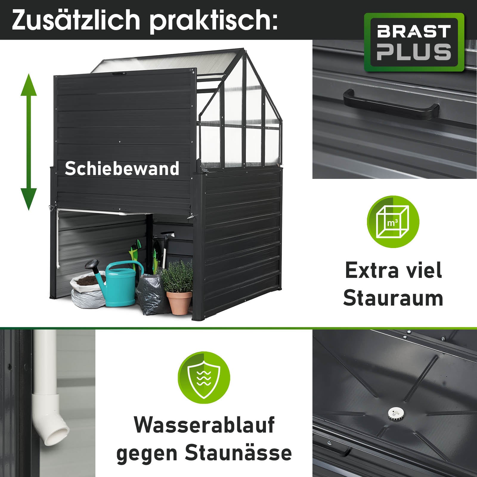 Begehbares Aluminium Gewächshaus mit Fundament, Windsicheres Gewächshaus Treibhaus für Garten mit Schiebewand und.