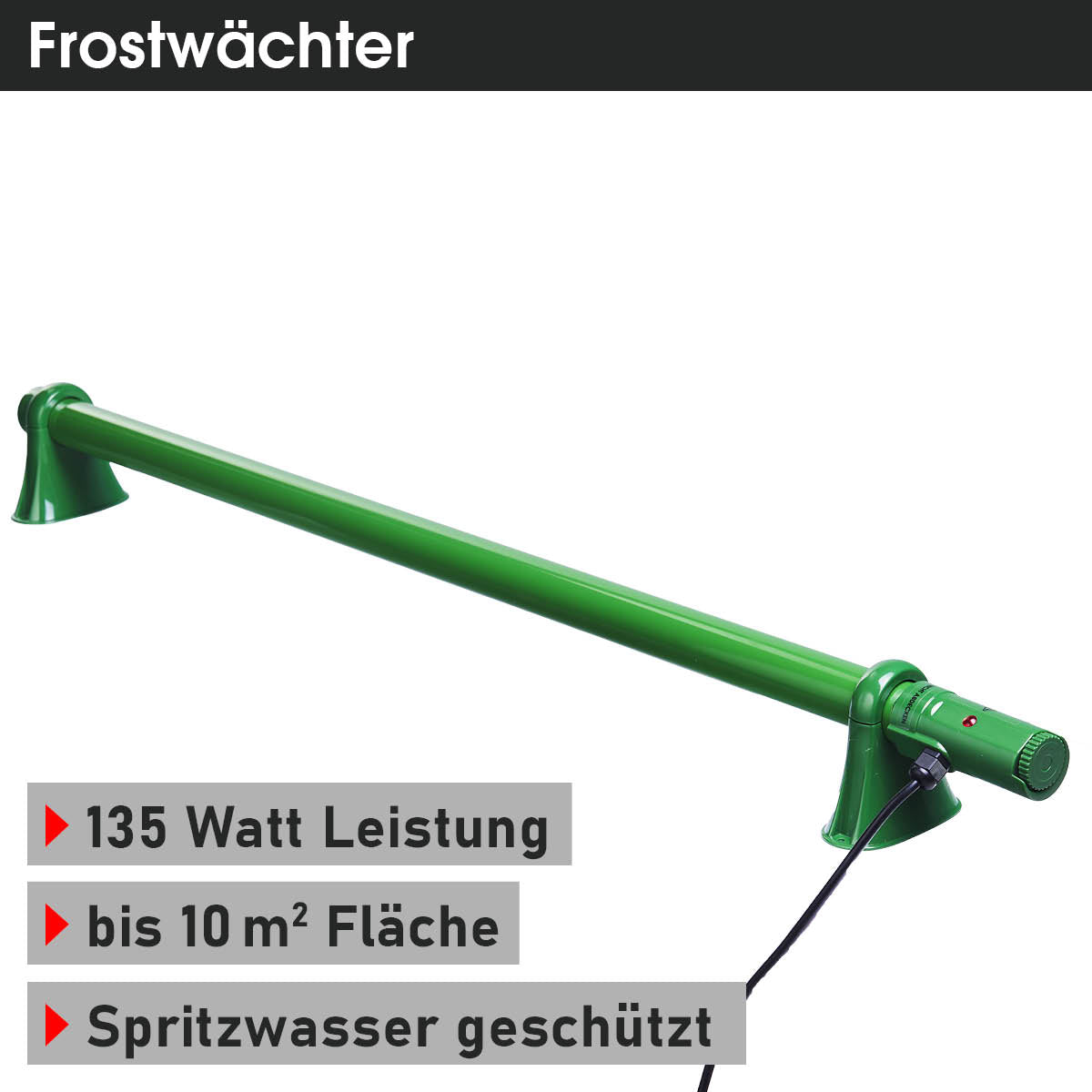 Gewächshausheizung als Frostwächter mit 135 Watt Leistung für Flächen bis 10m²