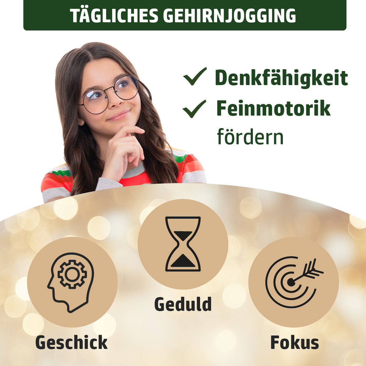 Adventskalender für tägliches Gehirnjogging durch Spiele, die Geschick, Geduld und Fokus fördern