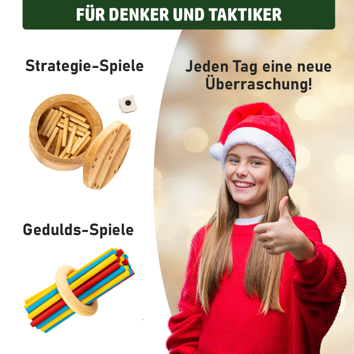 Adventskalender für Denker und Taktiker durch Strategie- und Geduldsspiele