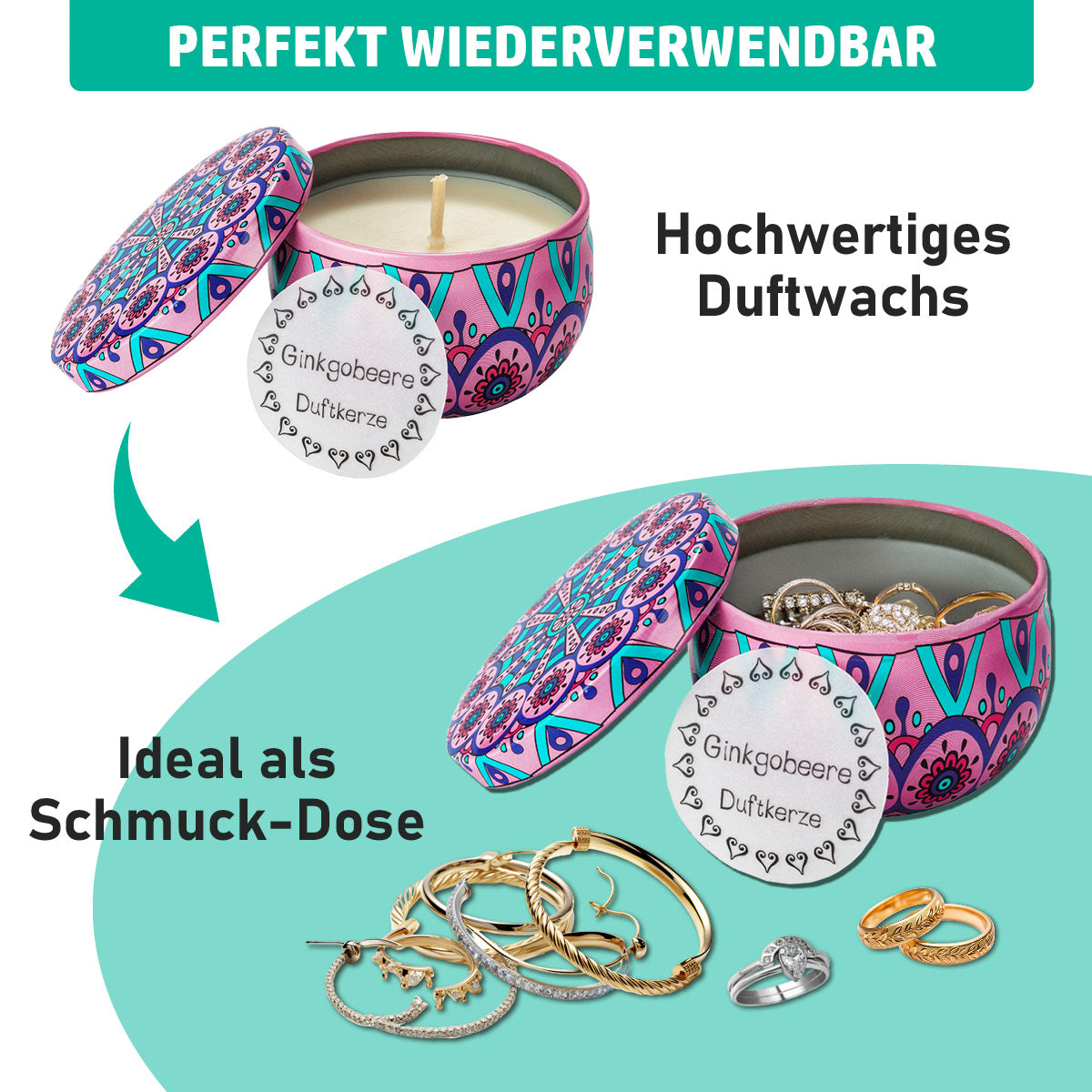 Weihnachtskalender mit Duftkerzen in wieder verwendbaren Dosen