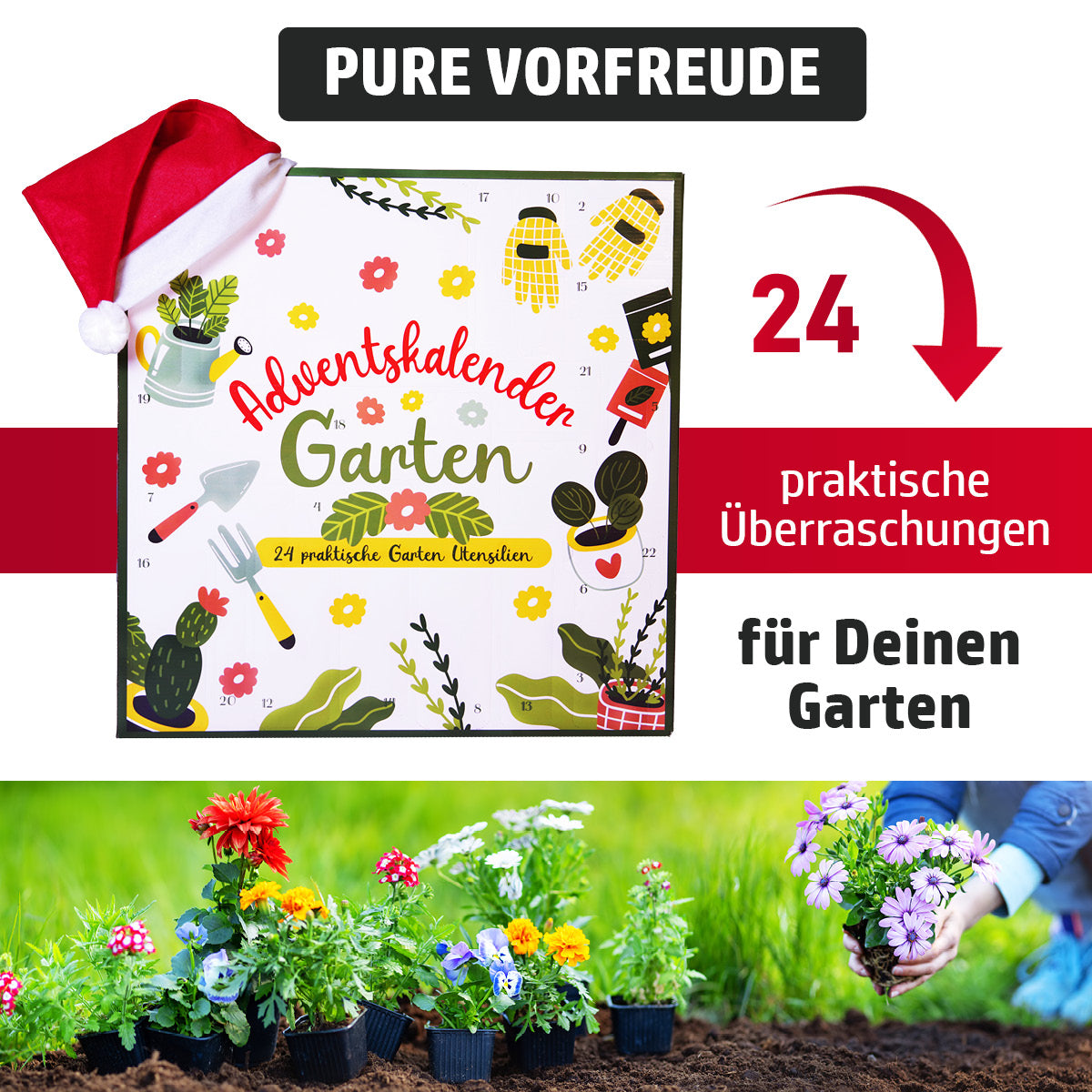 Adventskalender für Männer und Frauen mit 24 praktischen Überraschungen für den Garten
