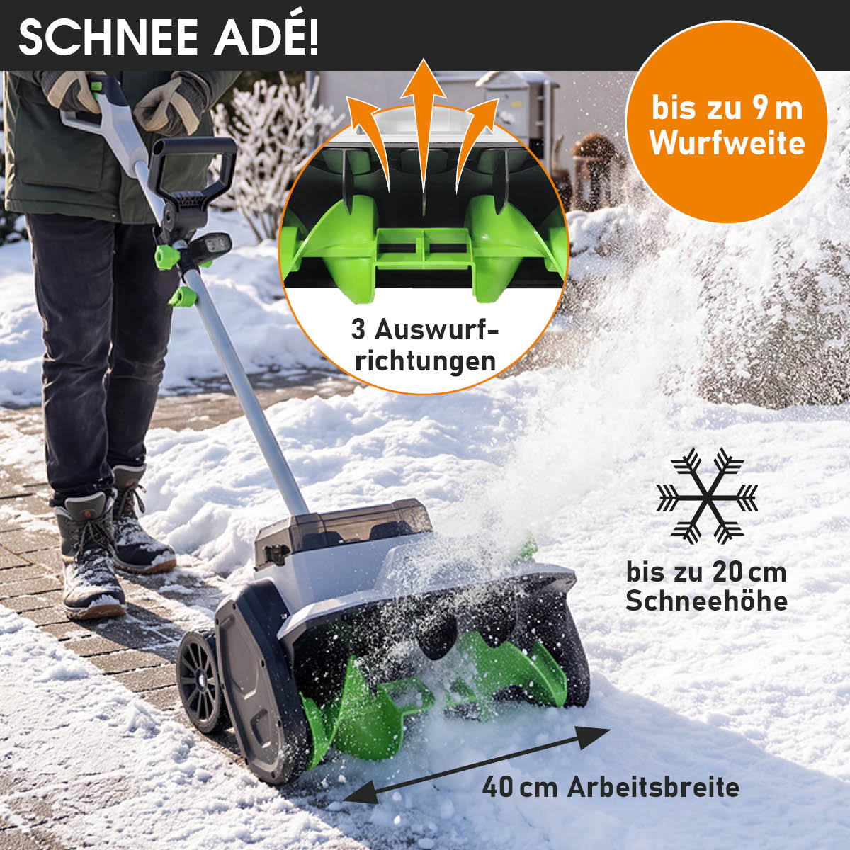 BRAST Akku Schneefräse Turbo 4040