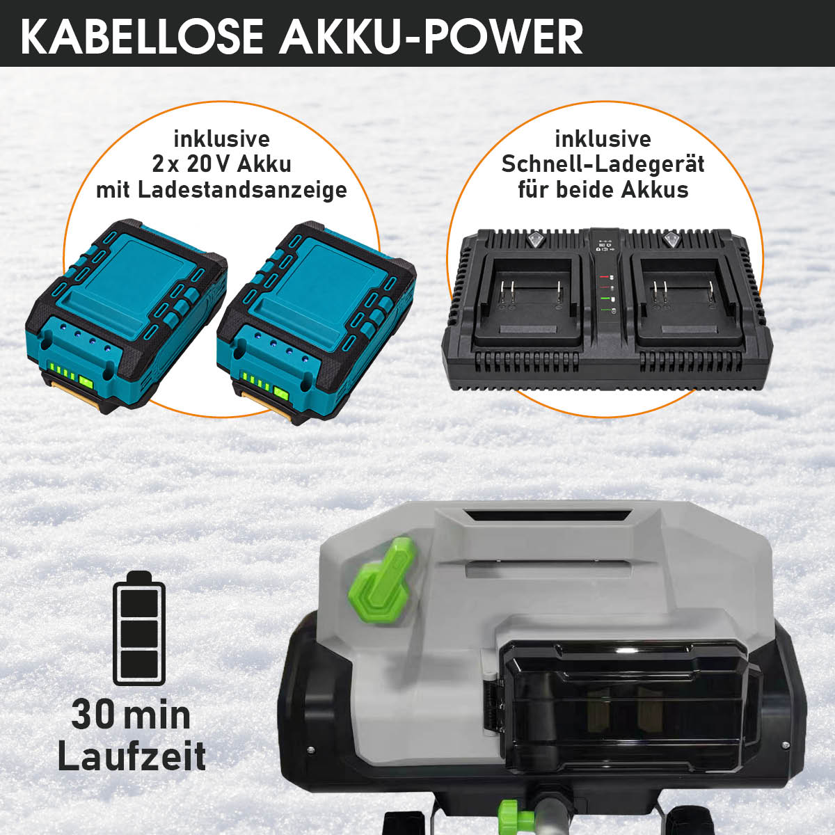 BRAST Akku Schneefräse Turbo 4040