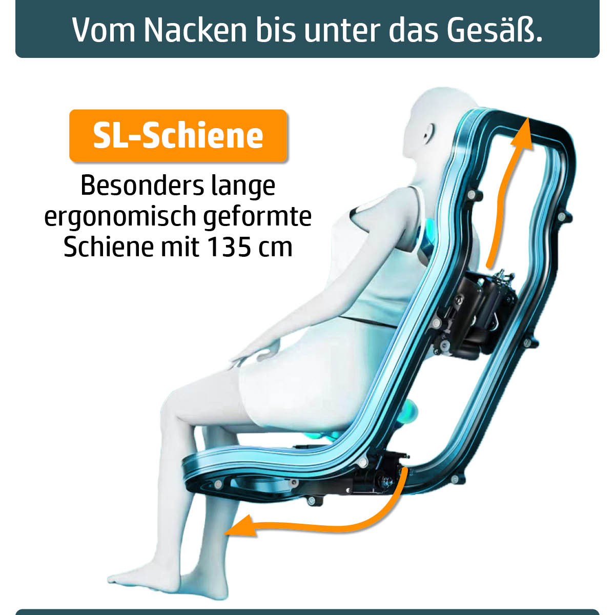 Ergonomischer Massagesessel mit SL-Schiene für ganzkörper Massagesessel mit Wärmefunktion, schwarz.
