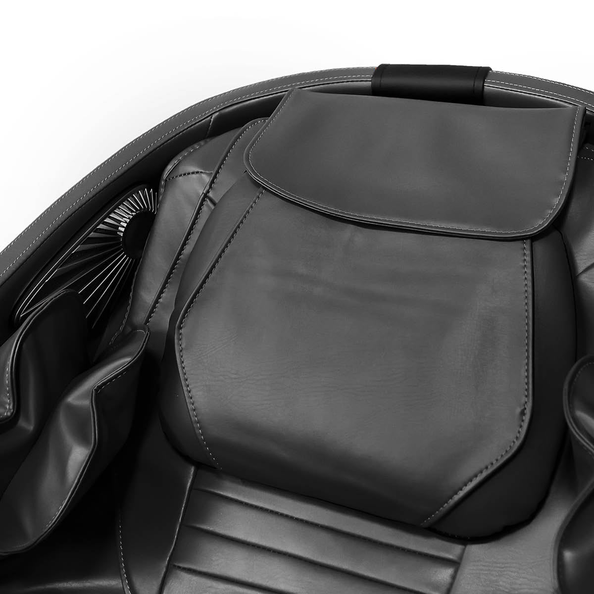 Schwarzer Massagesessel aus Leder mit Komfortpolsterung, relaxsessel und ganzkörper massagesessel.