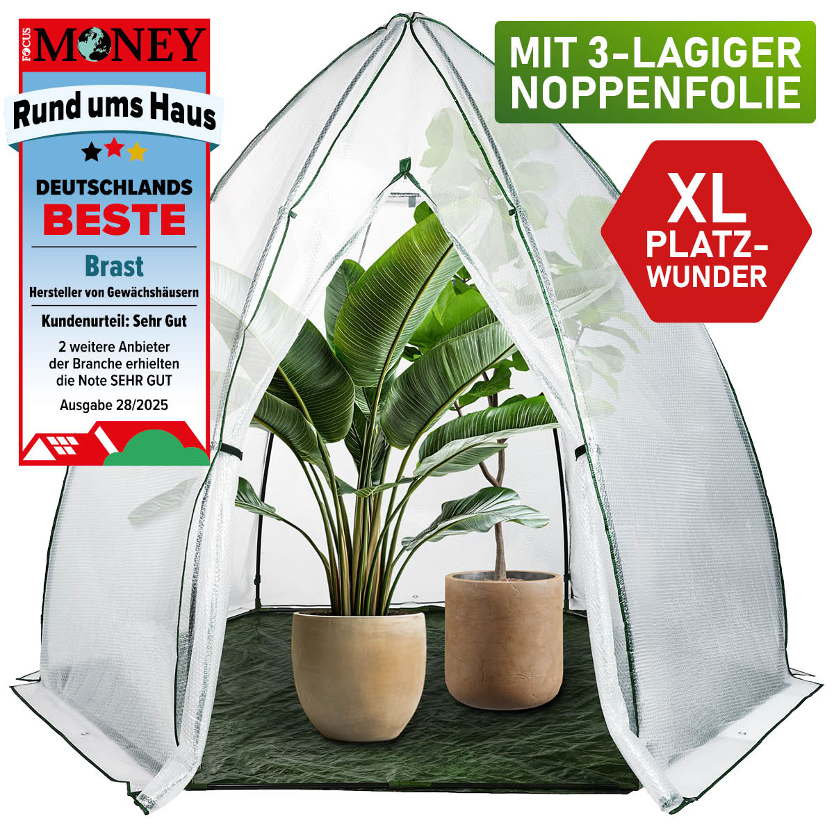 XL Platzwunder Überwinterungszelt mit 3-lagiger Noppenfolie