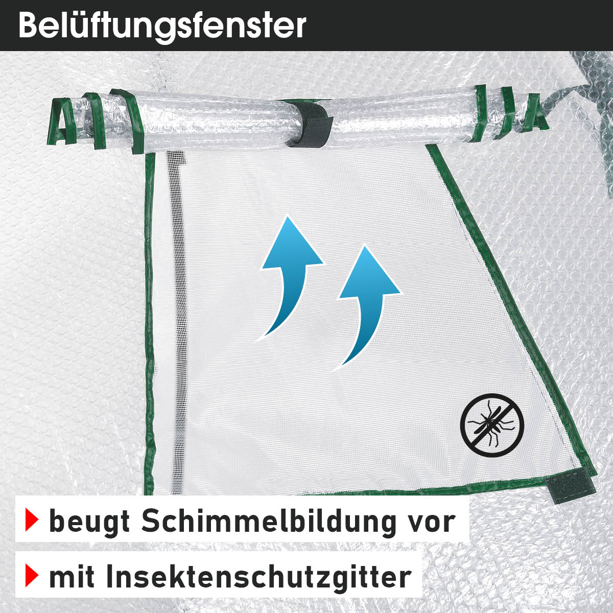 Praktisches Belüftungsfenster beugt Schimmelbildung vor und schützt vor Insekten dank integriertem Insektenschutzgitter
