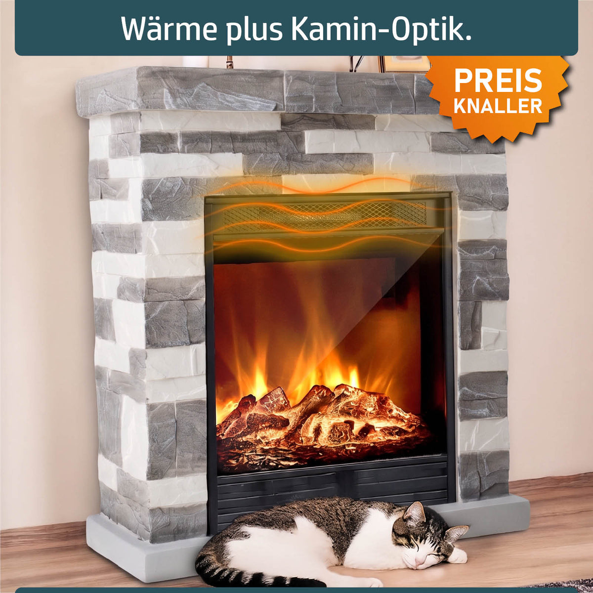 Ambiness Elektrokamin Terrano grau