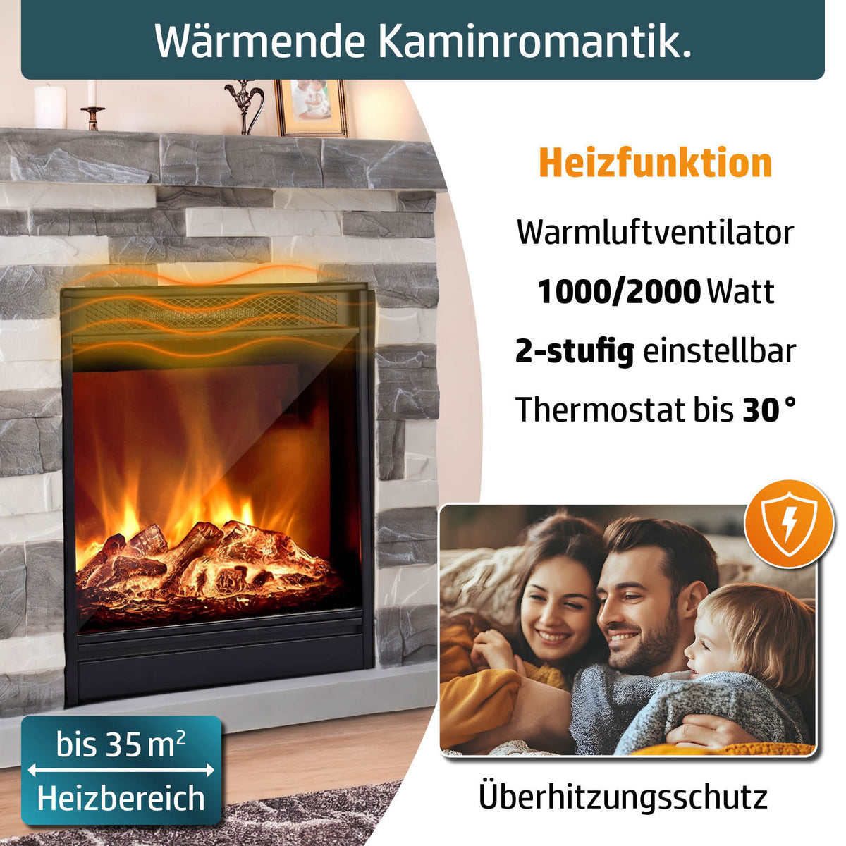 Ambiness Elektrokamin Terrano grau