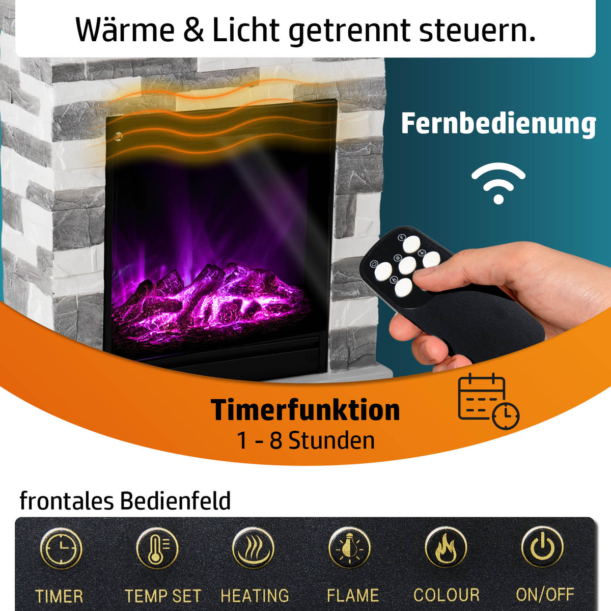 Ambiness Elektrokamin Terrano grau