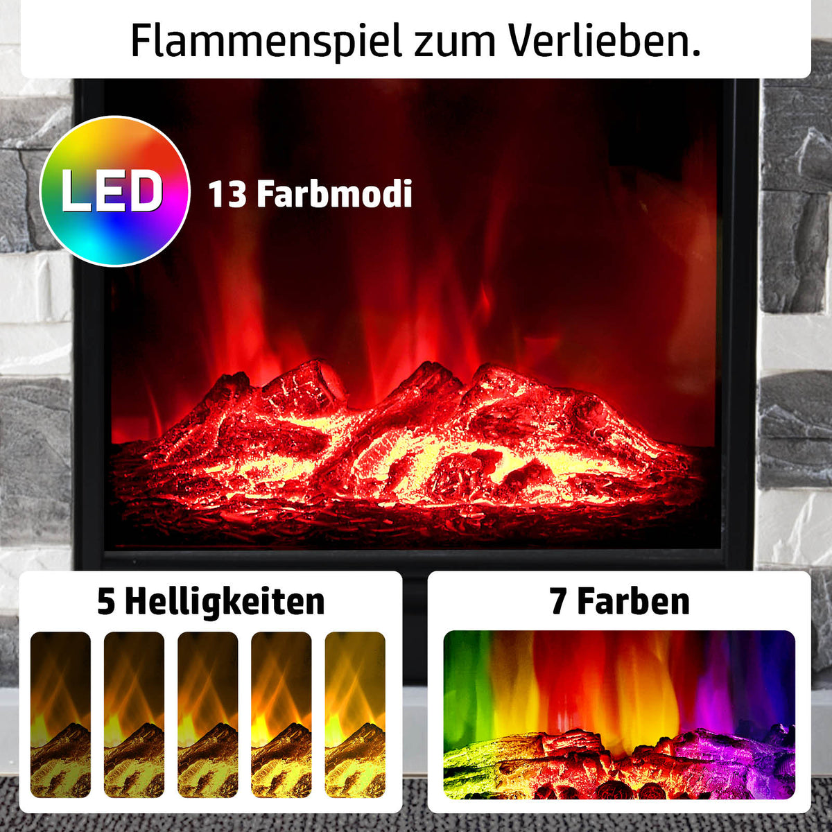Ambiness Elektrokamin Terrano grau