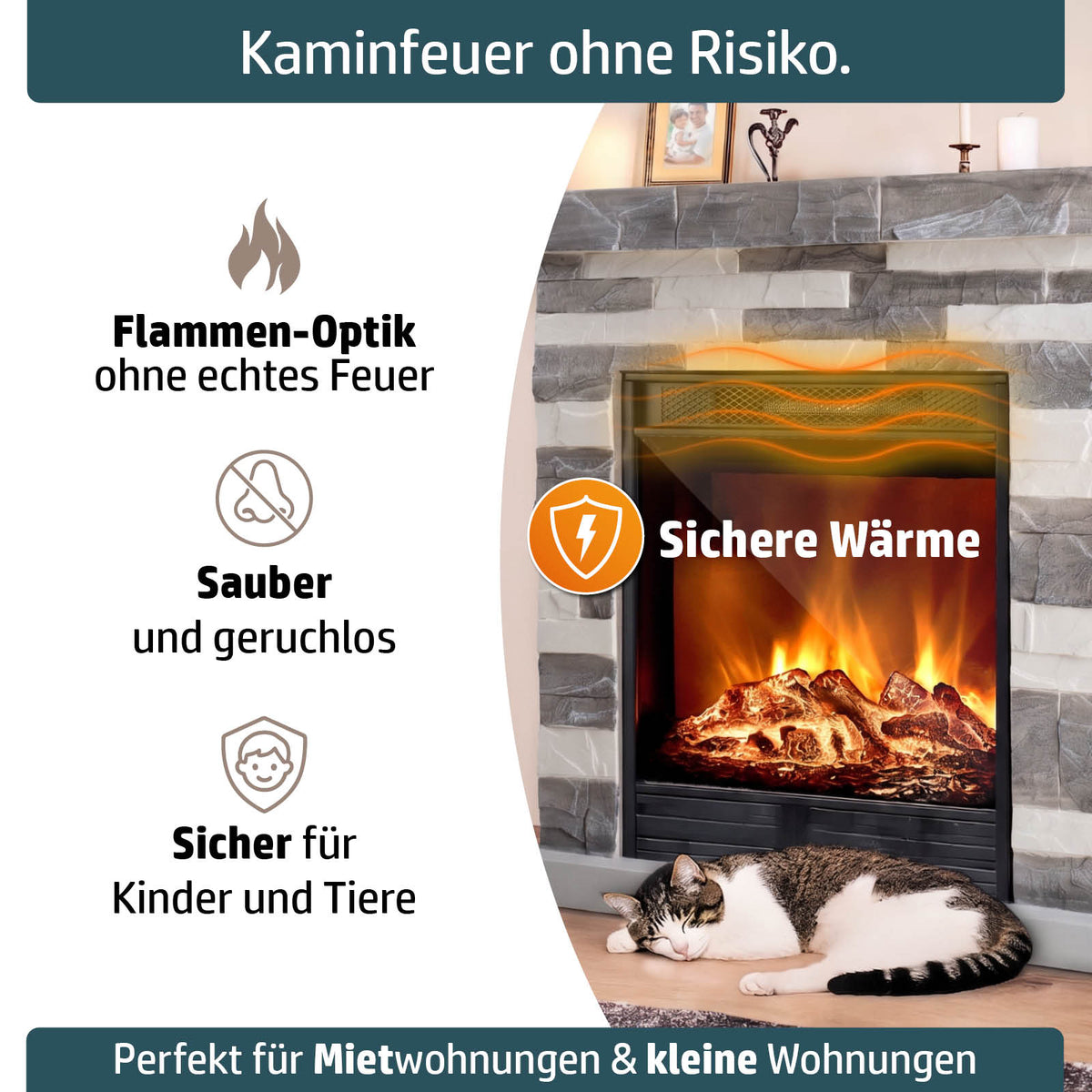 Ambiness Elektrokamin Terrano grau