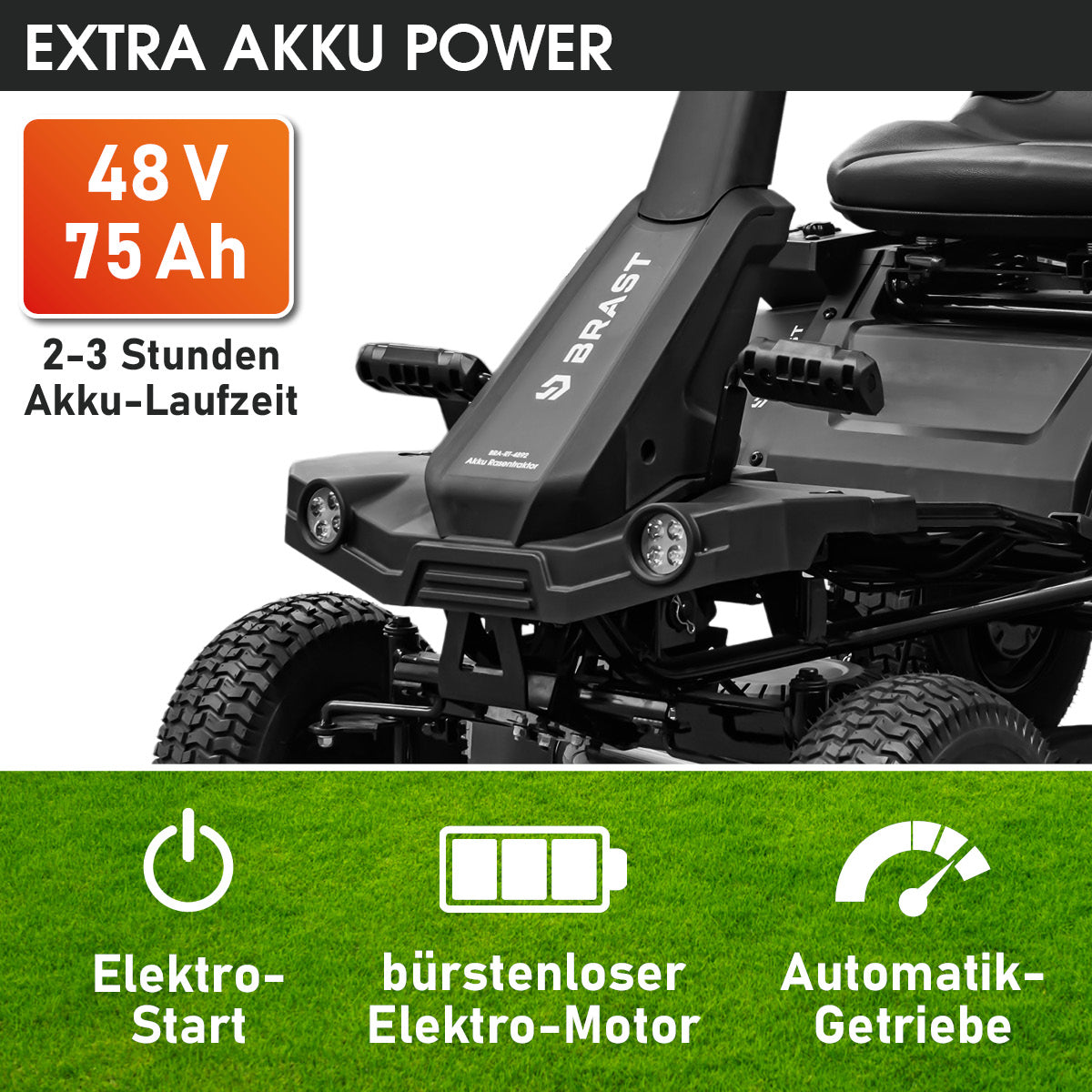 BRAST Akku Aufsitzmäher 4892 ESTART