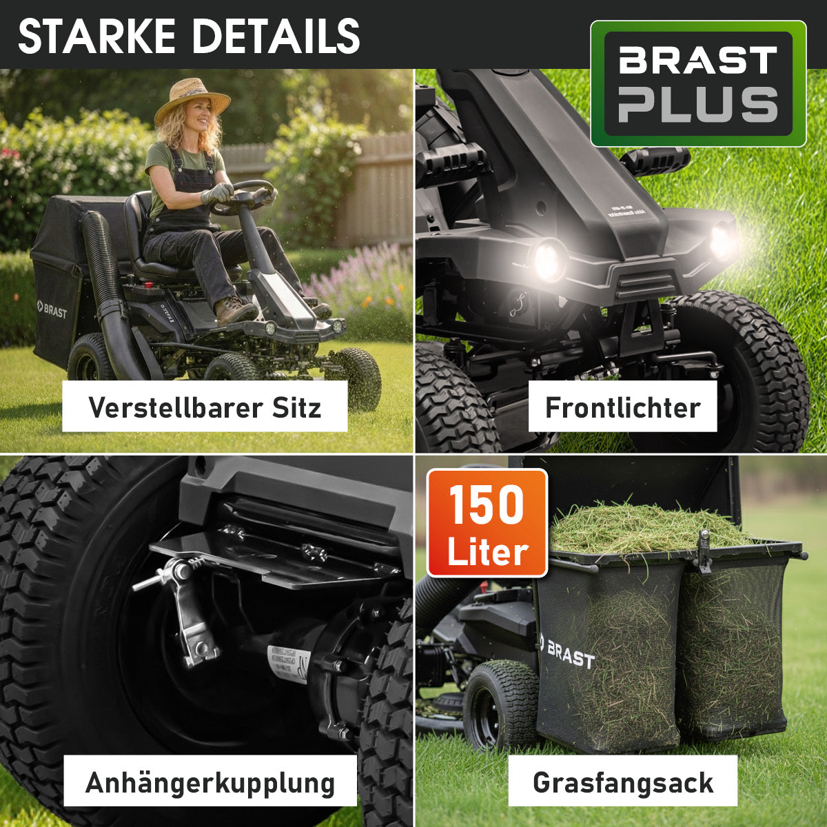 BRAST Akku Aufsitzmäher 4892 ESTART