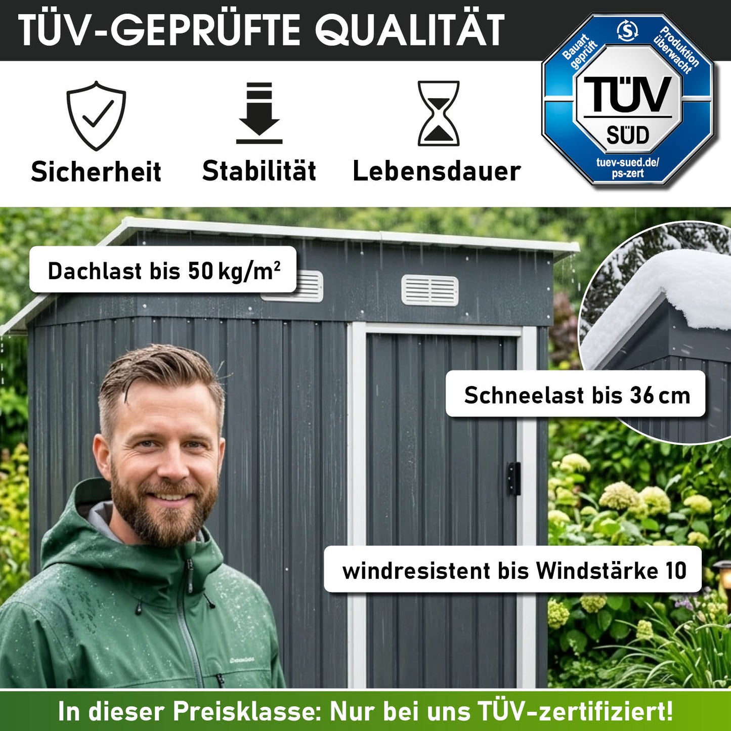 BRAST Metall Gerätehaus mit Pultdach 163x89x180