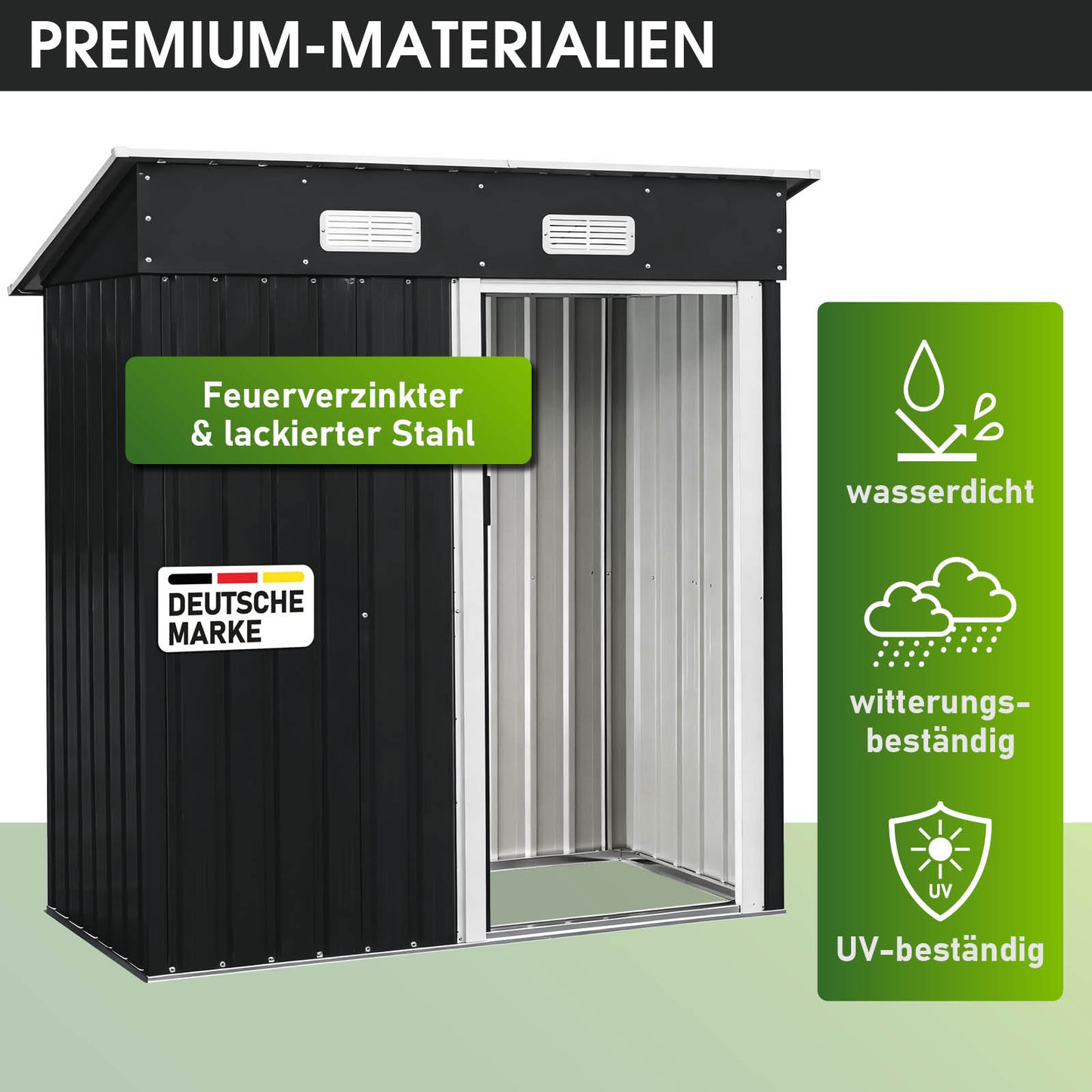 BRAST Metall Gerätehaus mit Pultdach 163x89x180