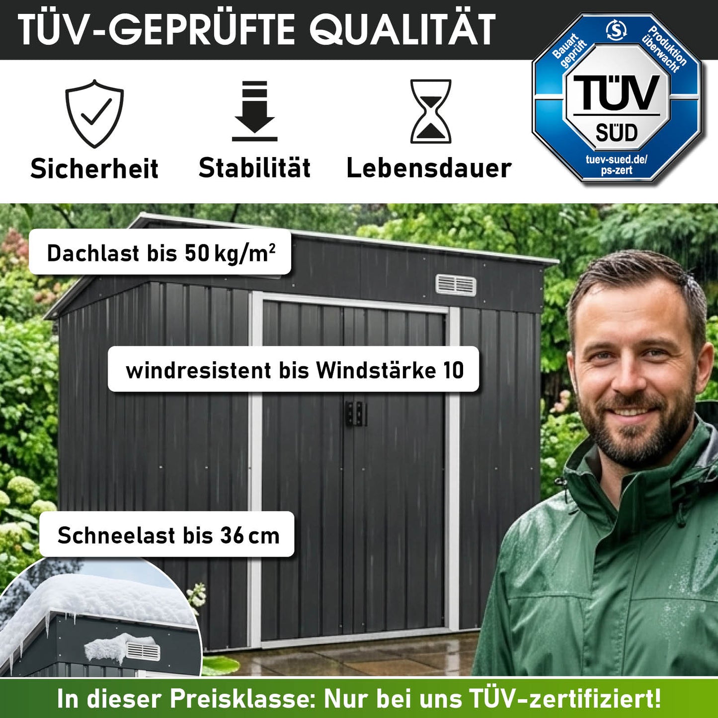BRAST Metall Gerätehaus mit Pultdach 217x131x185