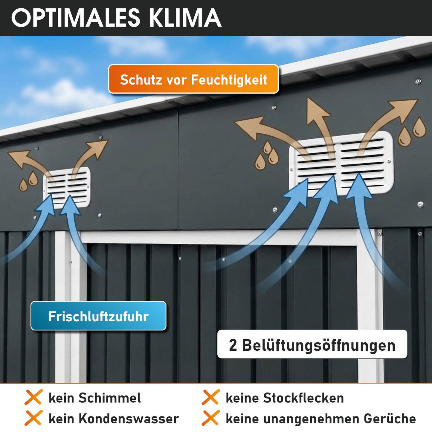 BRAST Metall Gerätehaus mit Pultdach 217x131x185